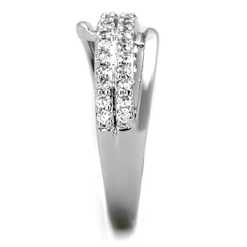3W798 - Rhodium Brass Ring with AAA Grade CZ in Clear-3