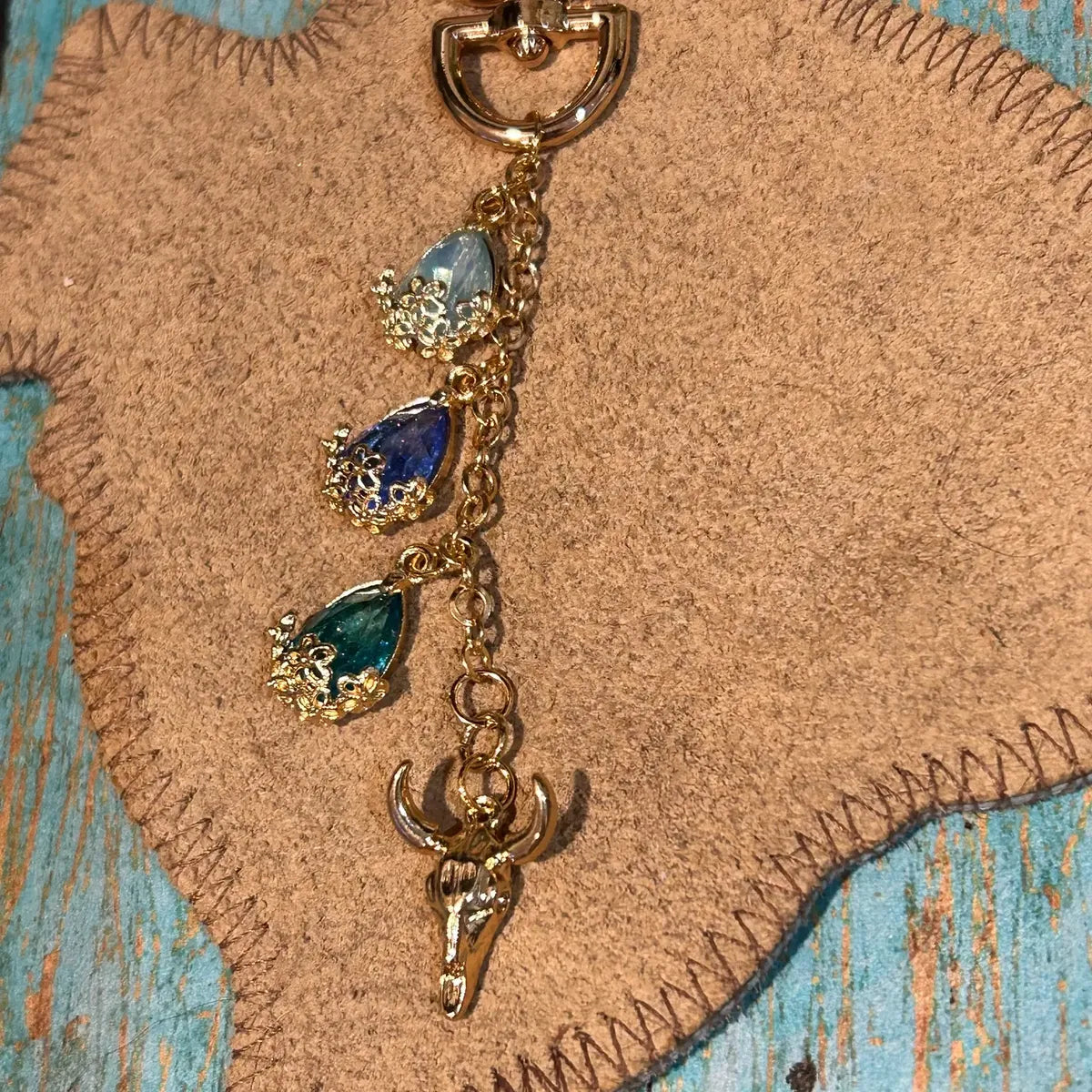 Western Heart Steer Head Keychain