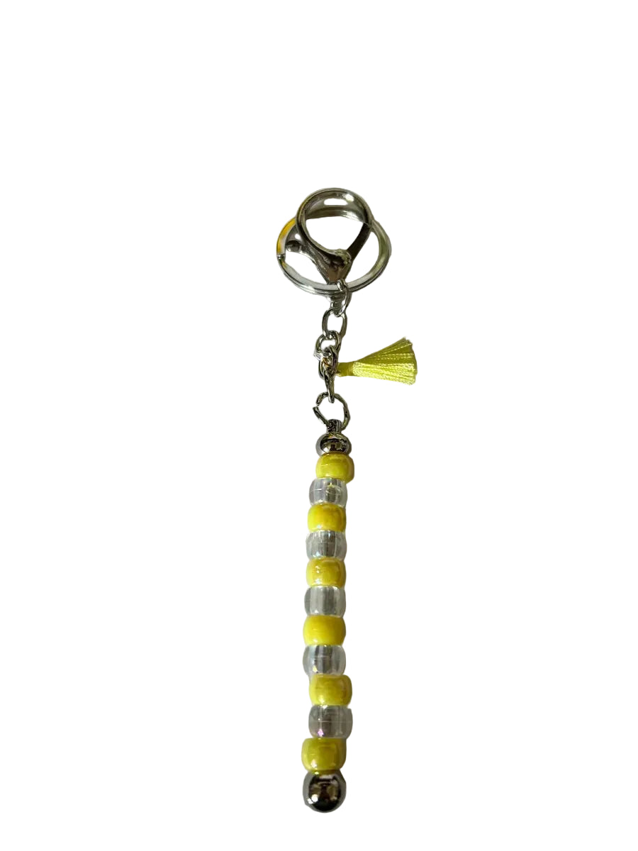 Fashion Alloy Beaded Keychain Bars Purple or Yellow Beads