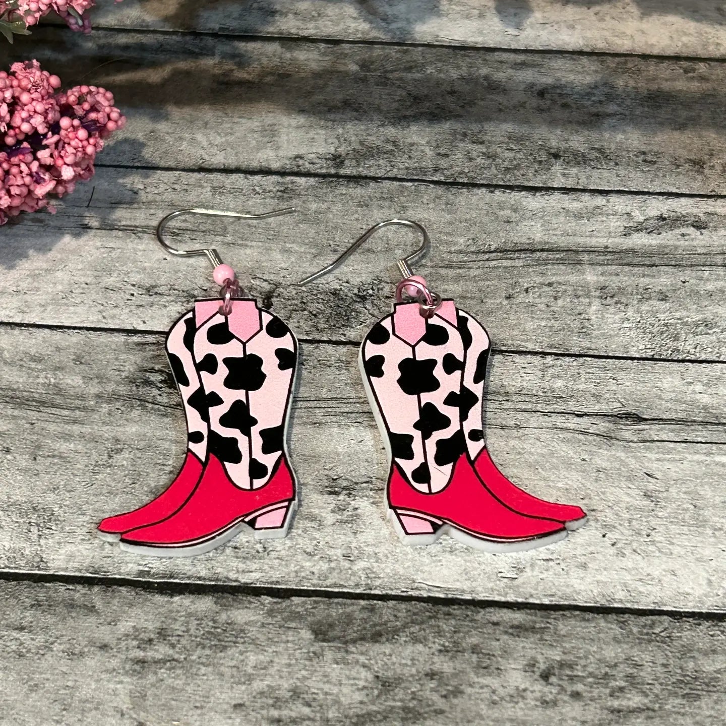 Western Cowgirl Boot Earrings Assorted Colors