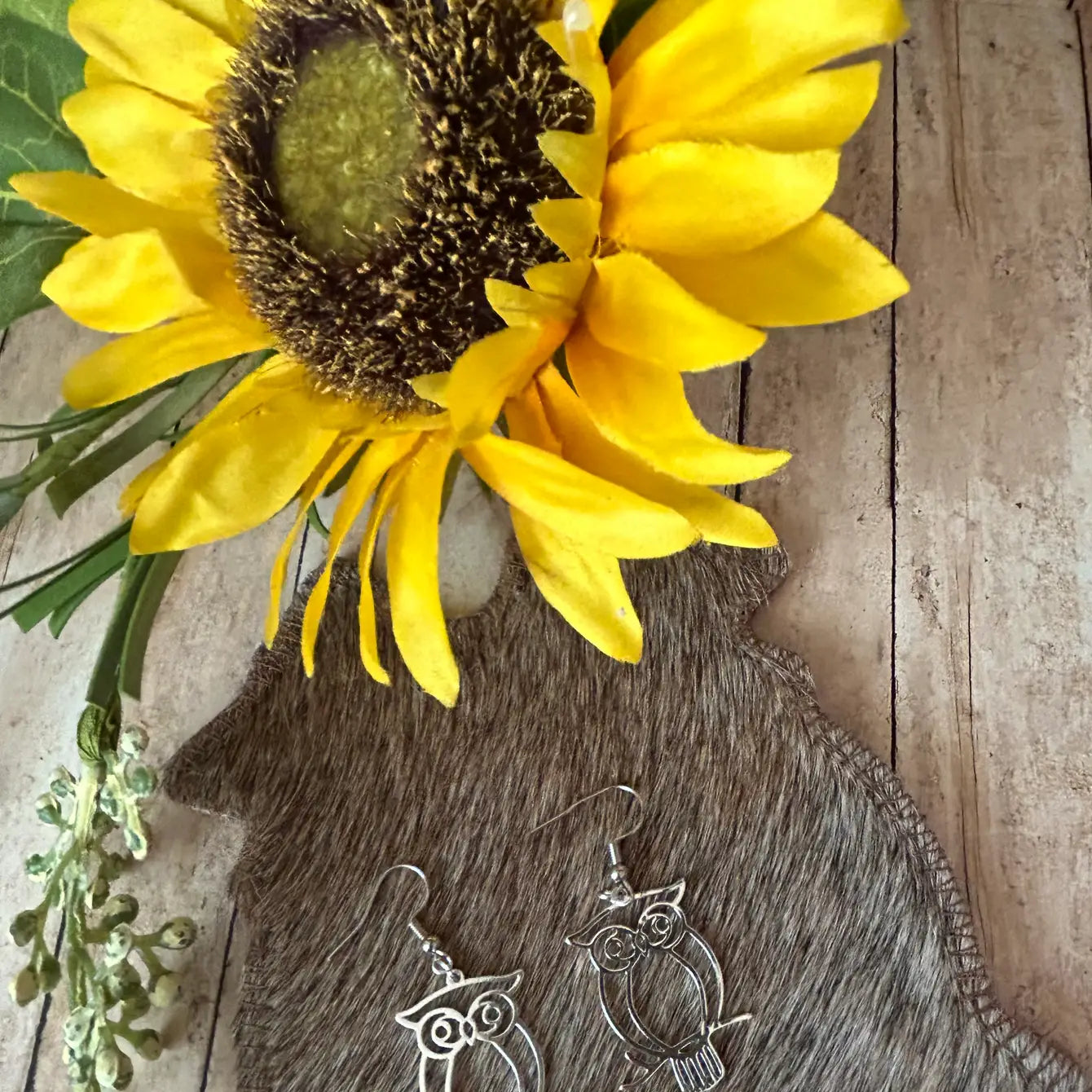 Stainless Steel Silver Plated Owl Earrings