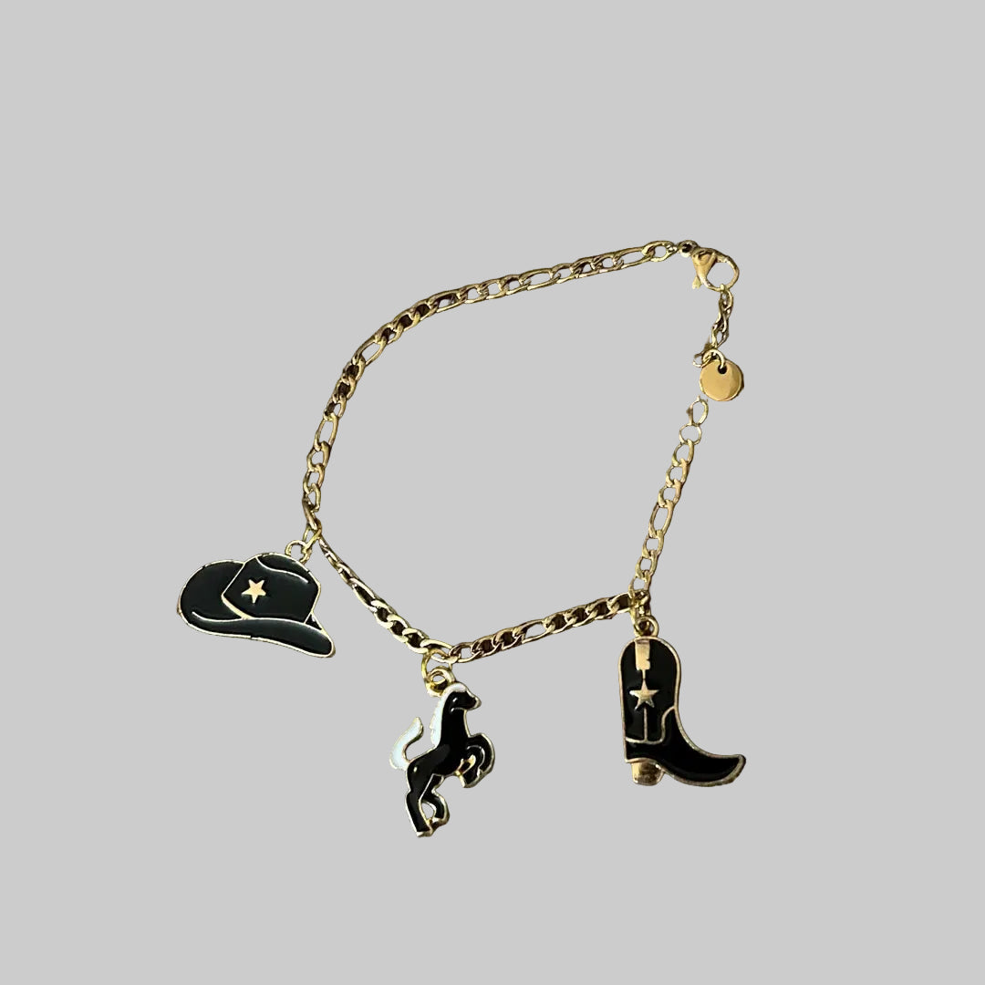 Western Style Bracelet Horse Cowboy Hat Boot Charms