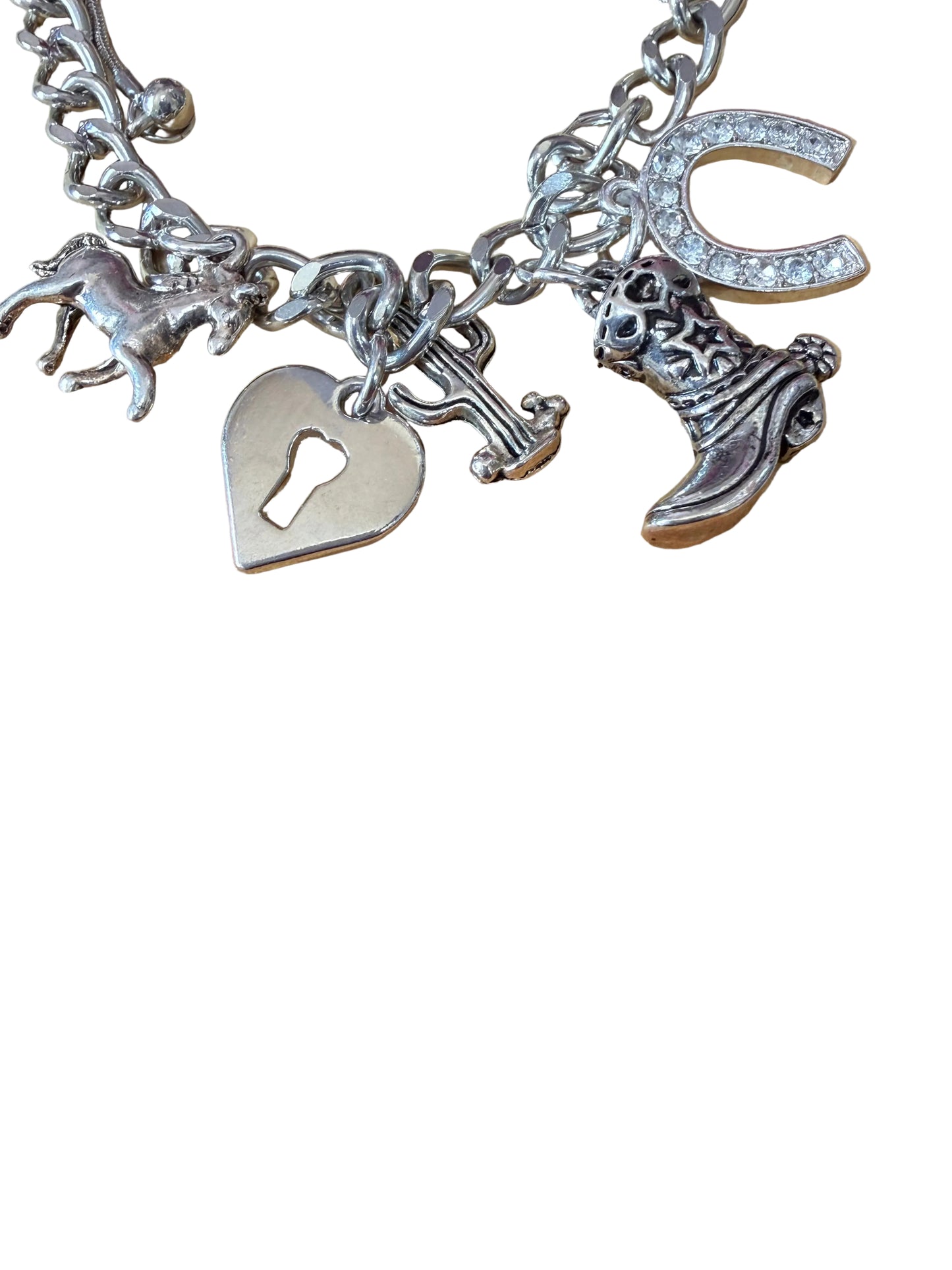 Western Charm Bracelet Boot Horseshoe Heart Horse