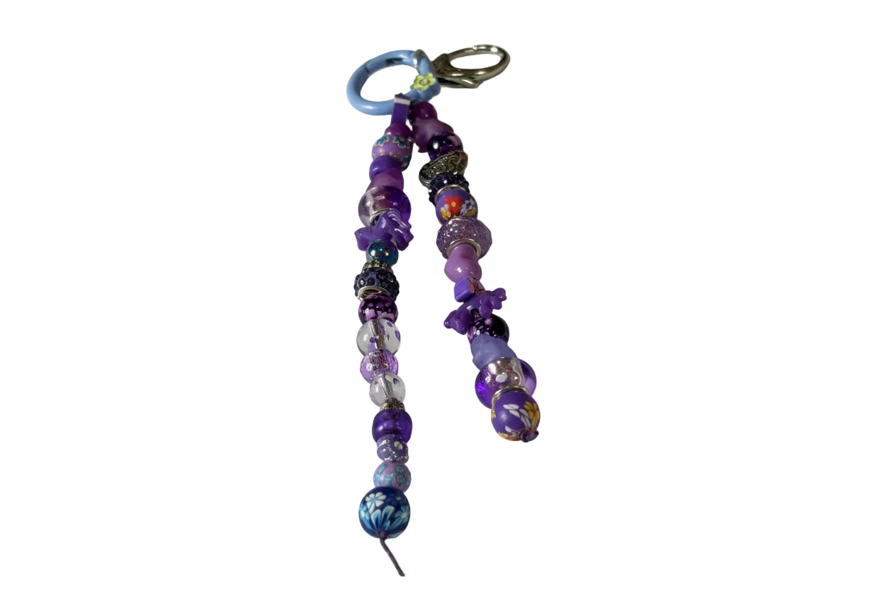 Western Bag Charm Keychain Purple Beads Charms