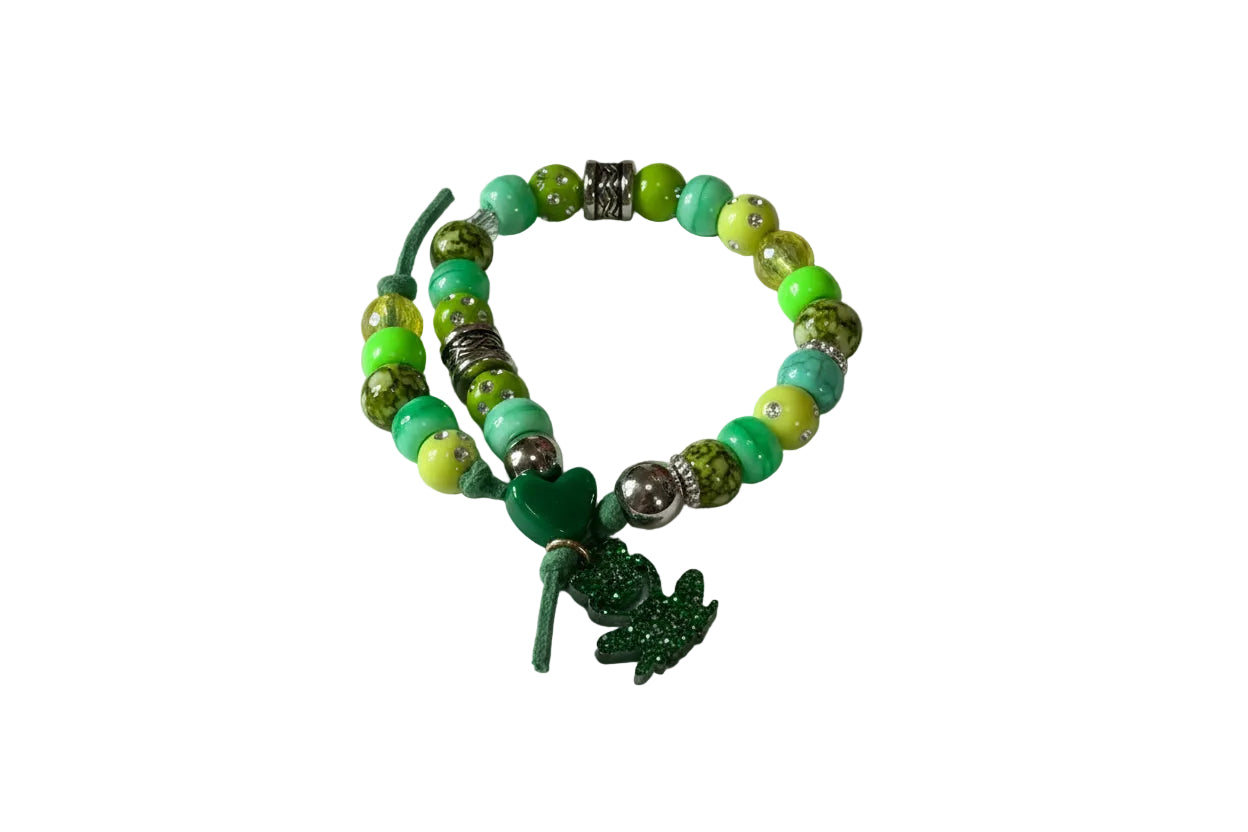 Shade Green Beads Bag Charm Green Frog Charm Mushroom Star