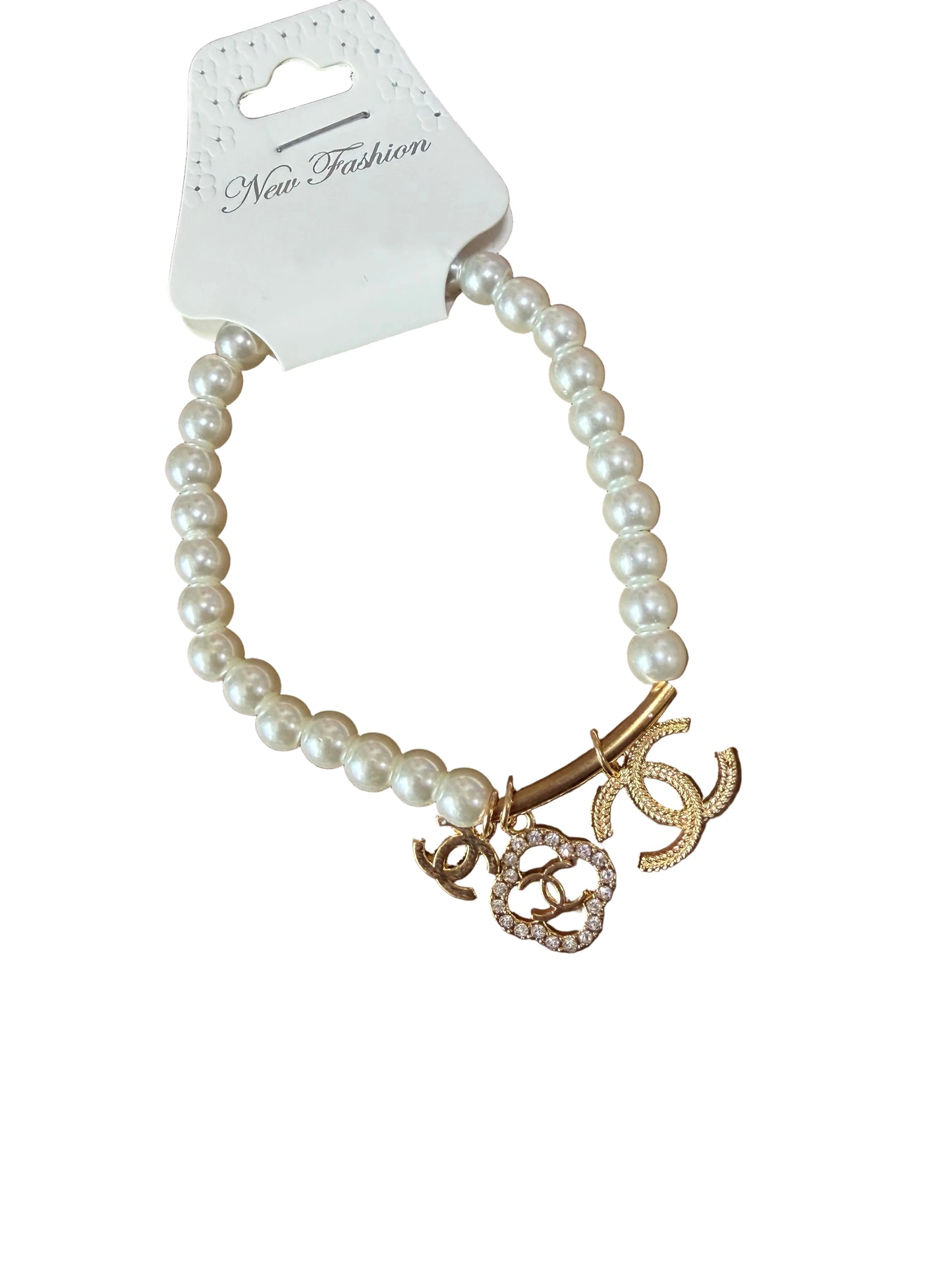 Western beaded Horseshoe Charms White Gold Bracelet