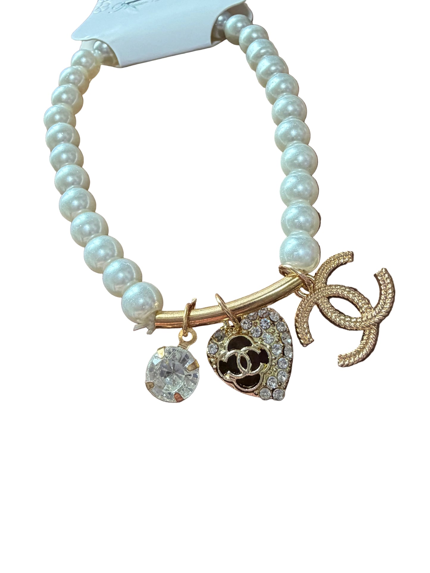 Western White Pearl Beads Heart Horseshoe Charms