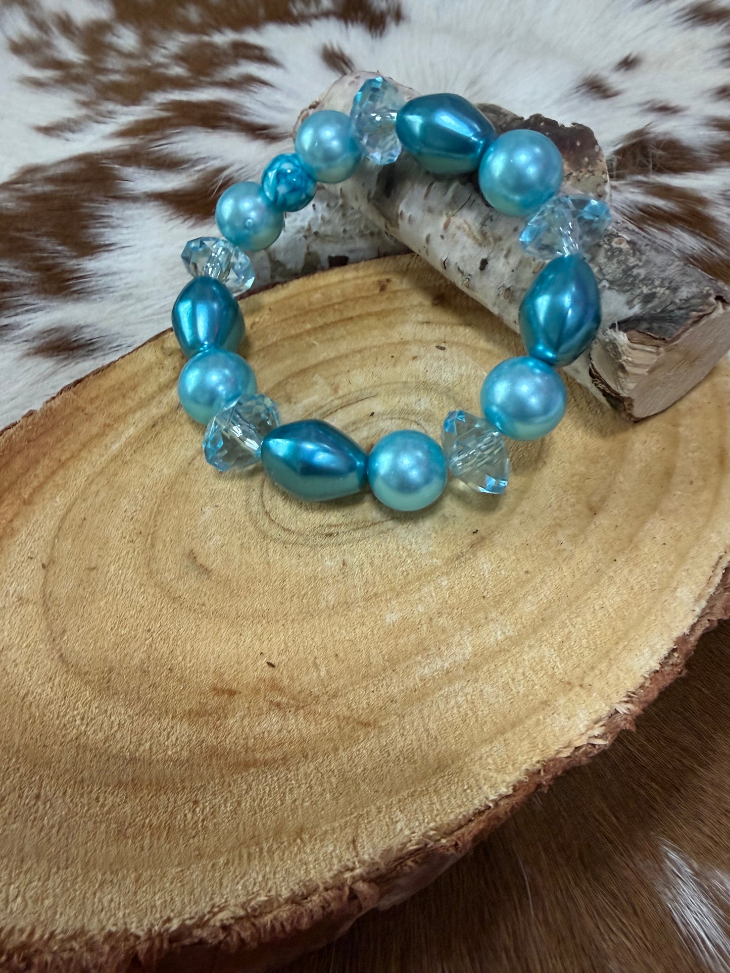 Blue Beads Stretch Beaded Bracelet