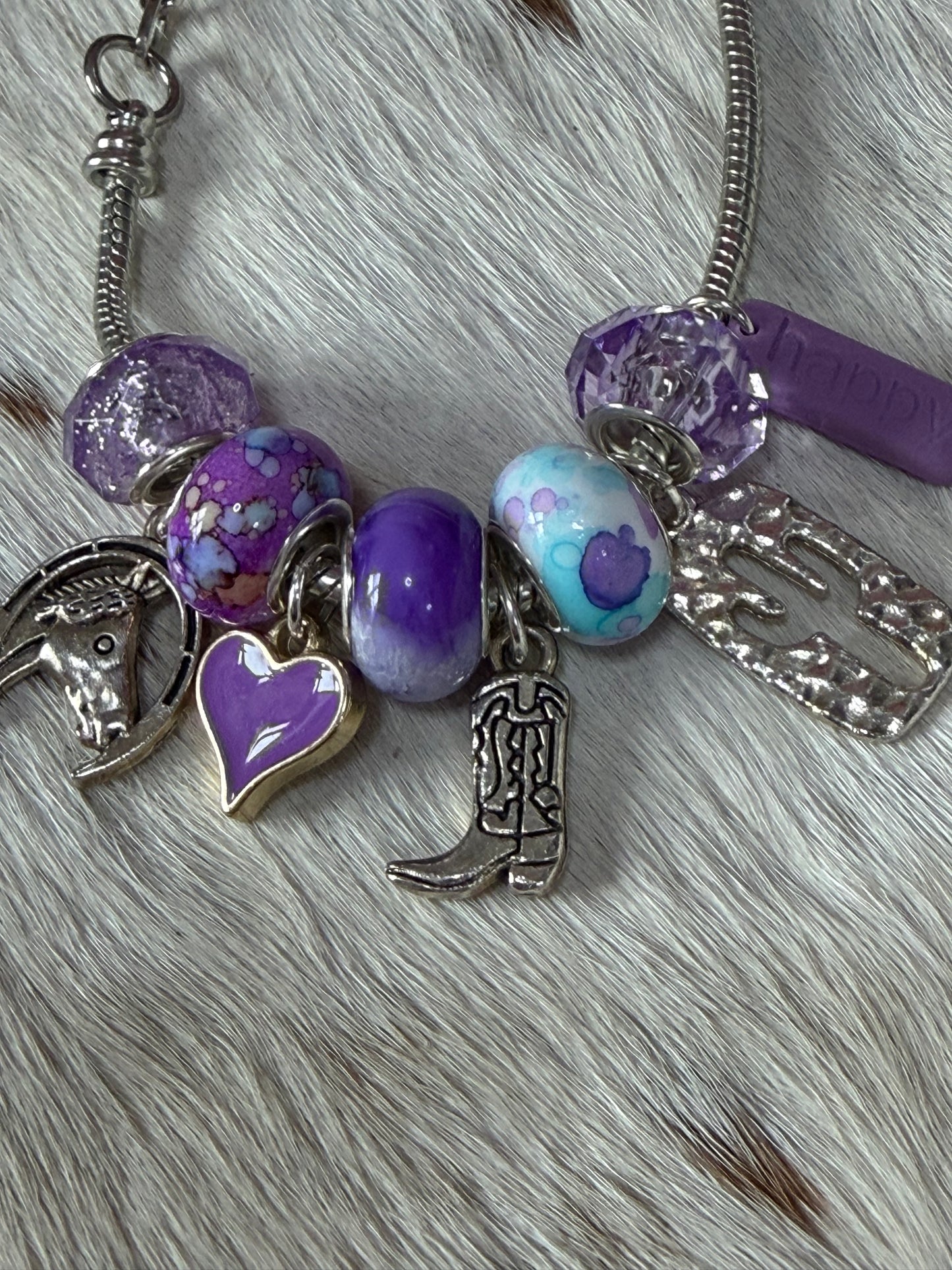 Western Beaded Purple Bead Bracelet One Piece Adjustable Snake Bone Chain
