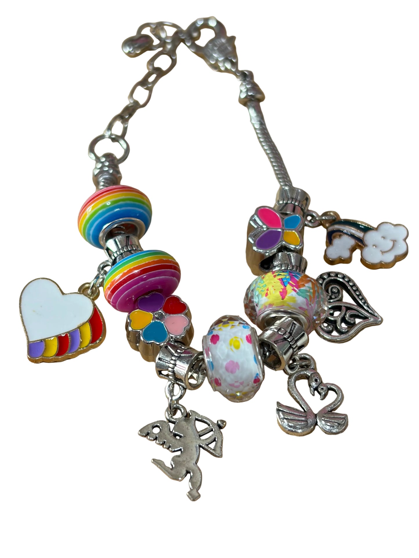 1pc Adjustable Snake Bone Chain Charm Bracelet Colorful Beads Five Charms