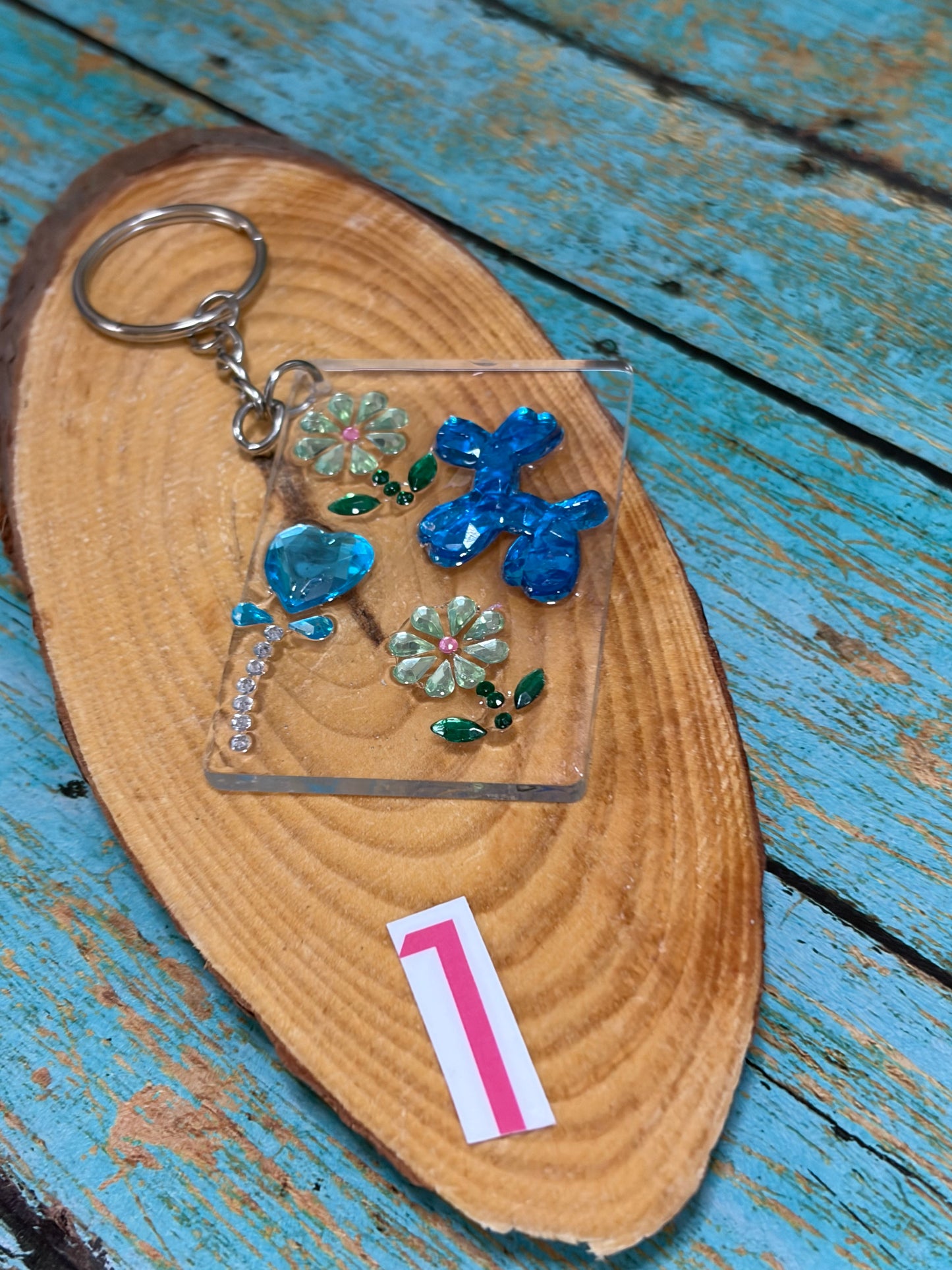 Resin Keychain Backpack Charm Baloon Dog Heart Flower