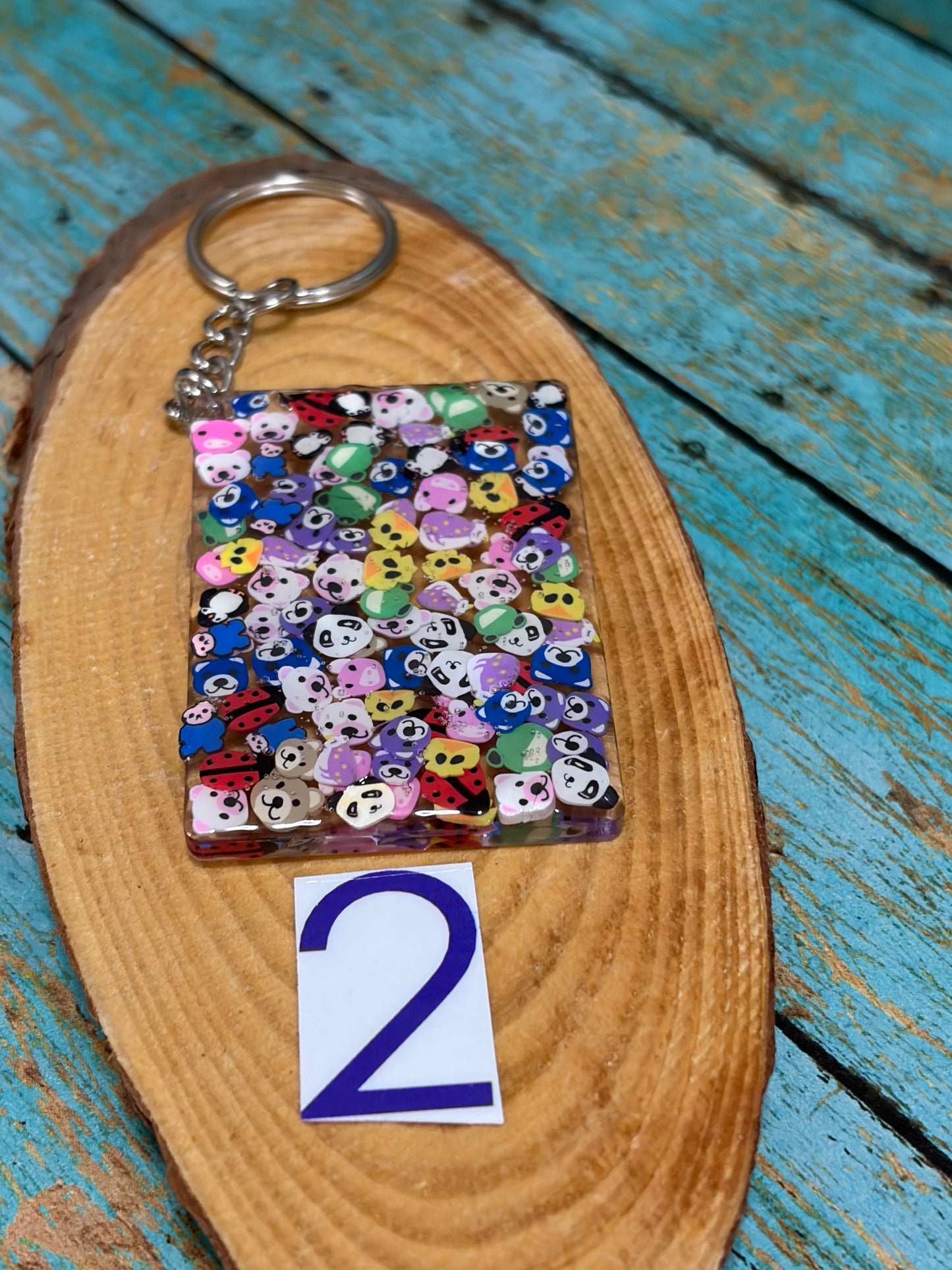 Resin Keychain Bag Charm Cartoon Characters Ladybug Bear Faces