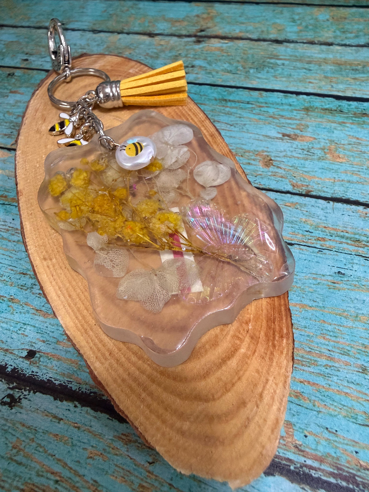 Resin Keychain Bag Charm Flowers Butterfly Bee Charms