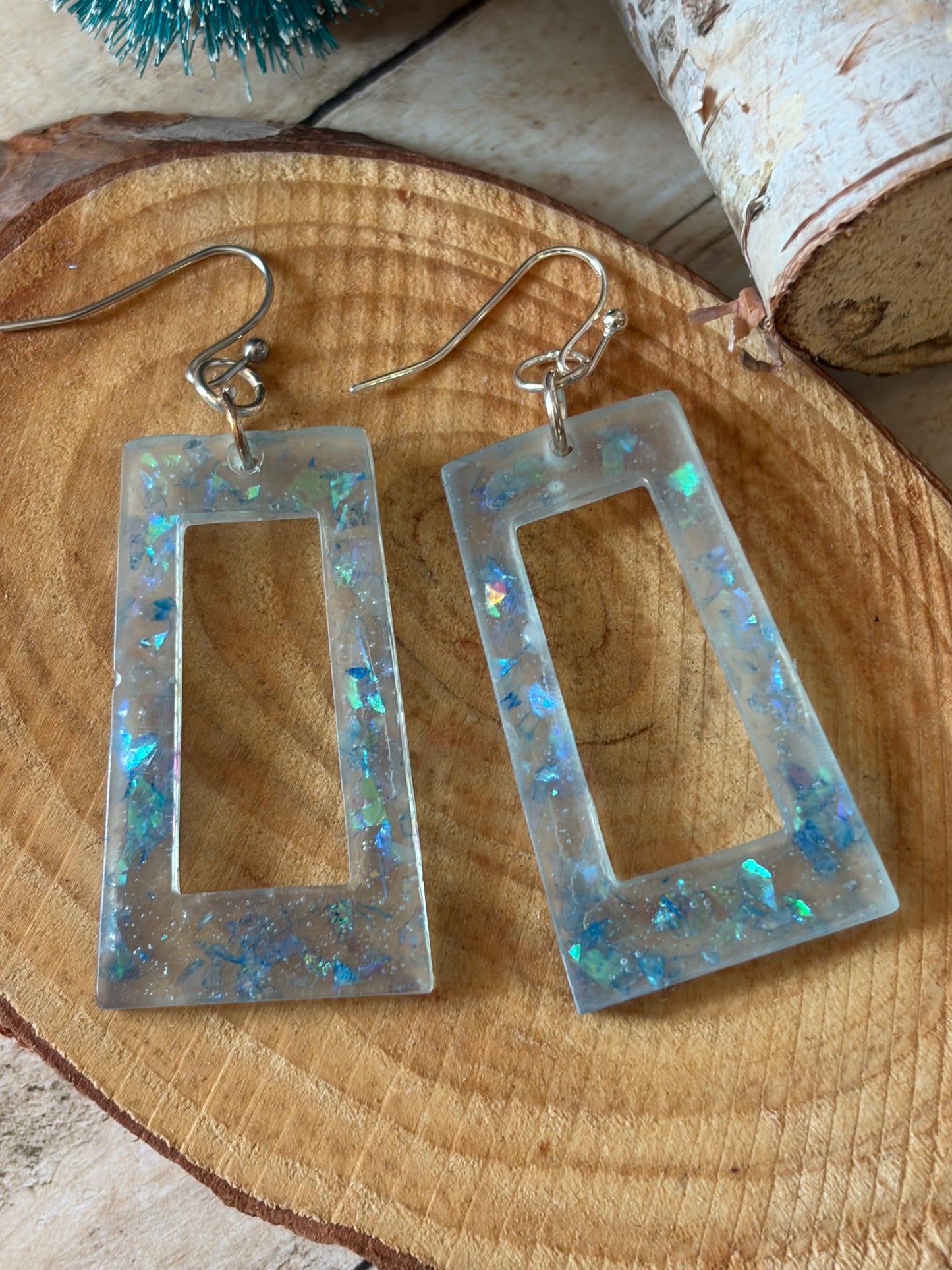 Blue Resin Earrings Dangle
