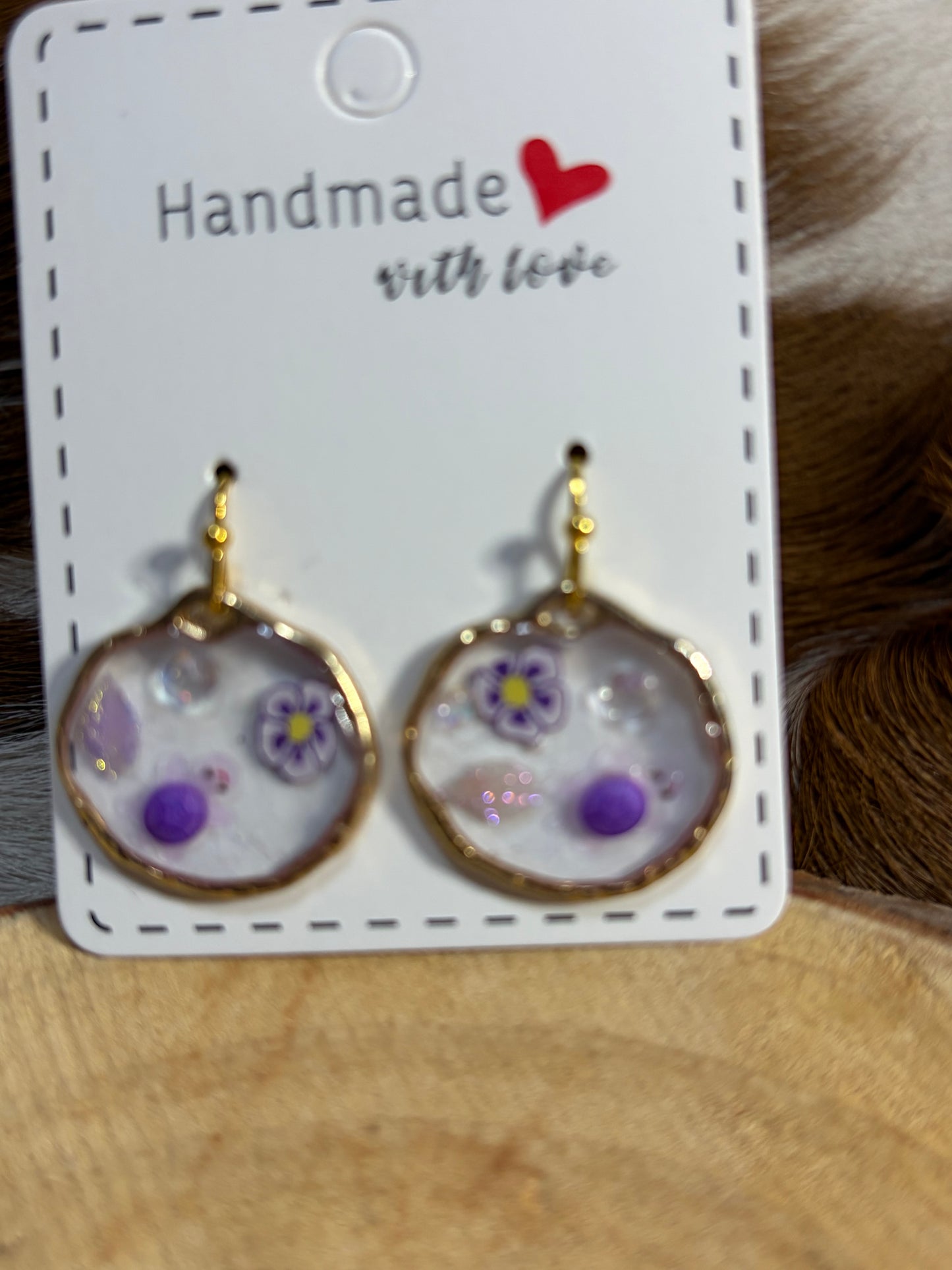 Round Resin Flower Earrings