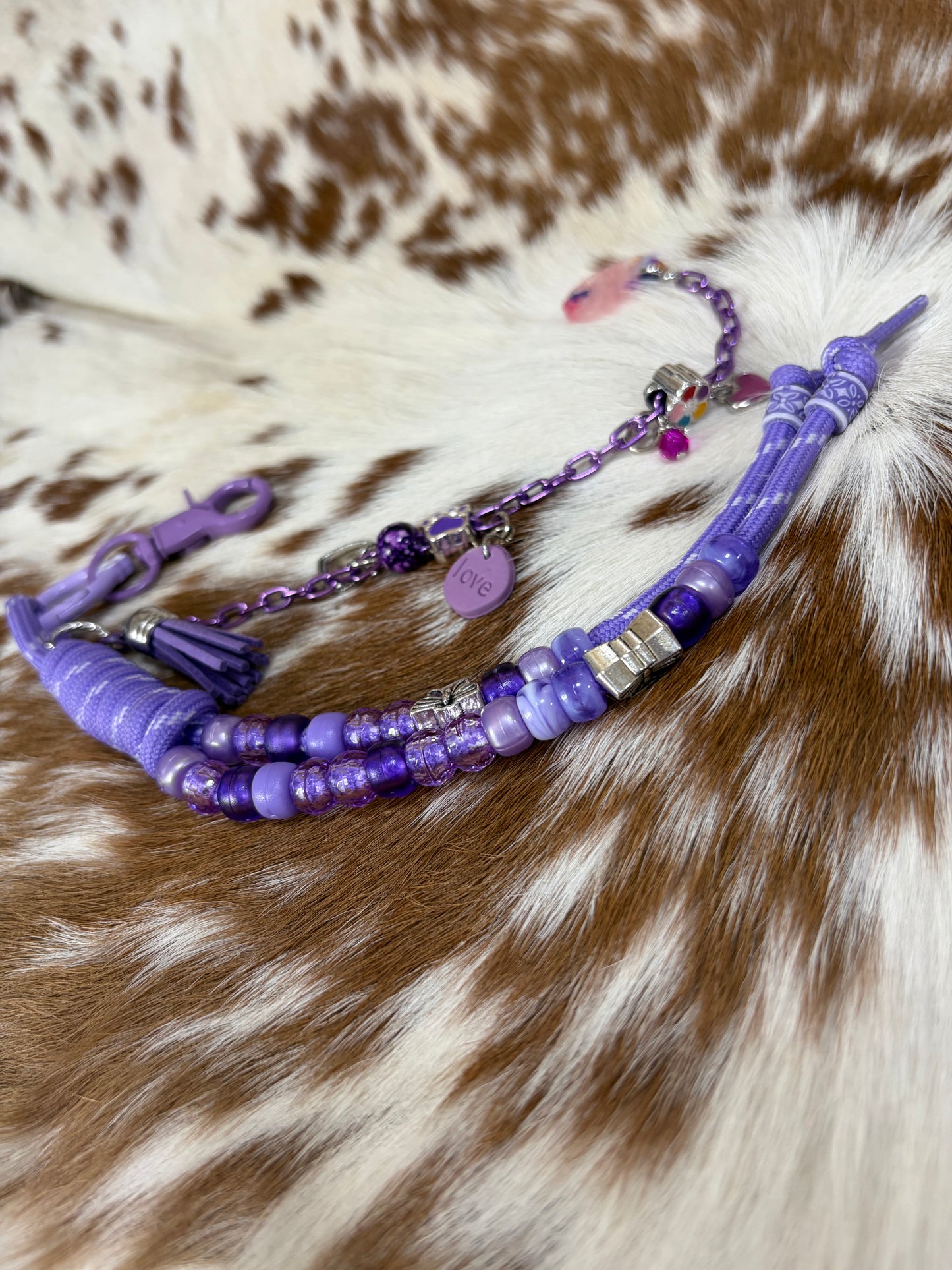 Paracord Bag Charm Keychain Purple Assorted Charms