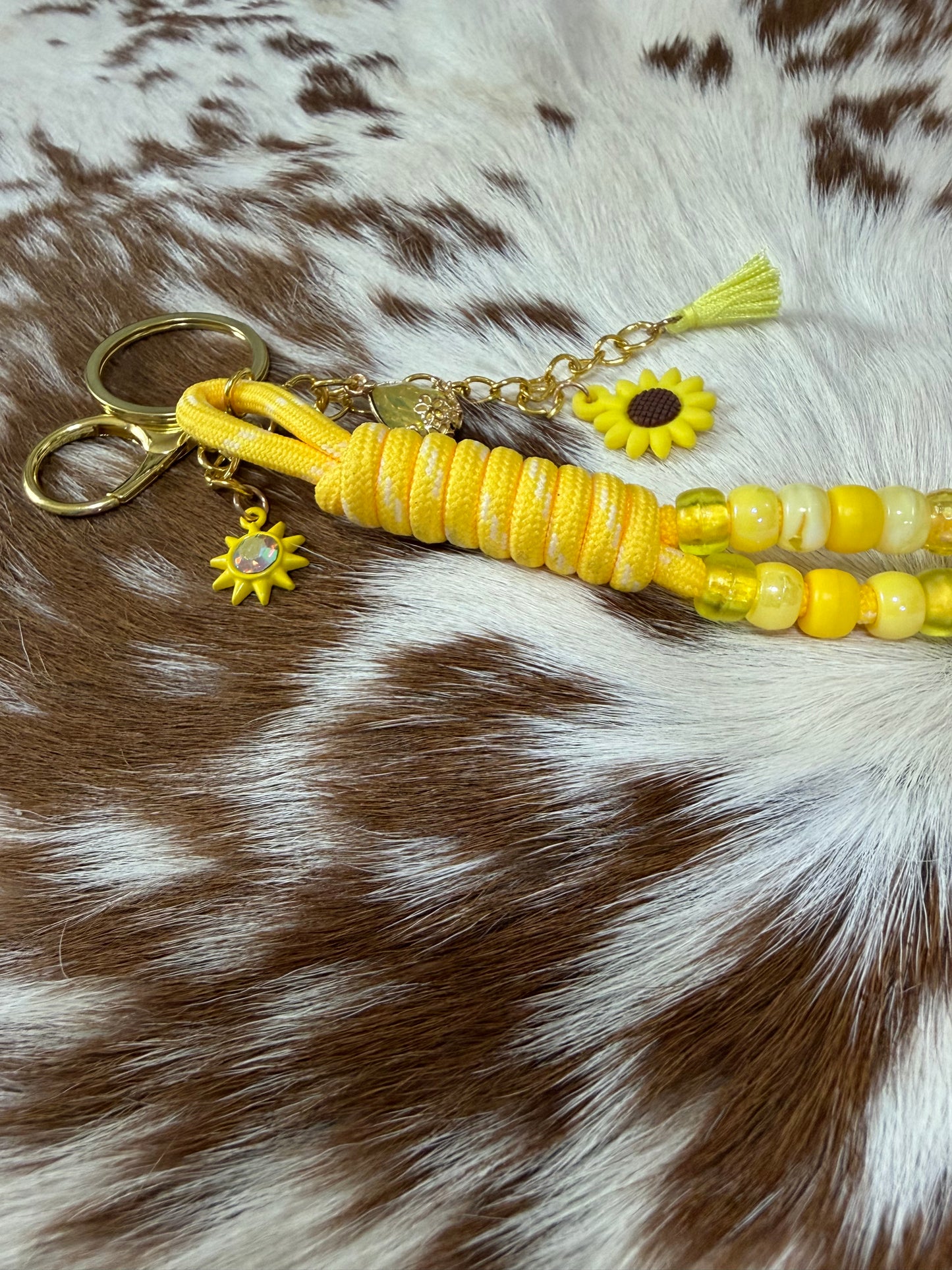 Paracord Bag Charm Keychain Yellow Color Charms