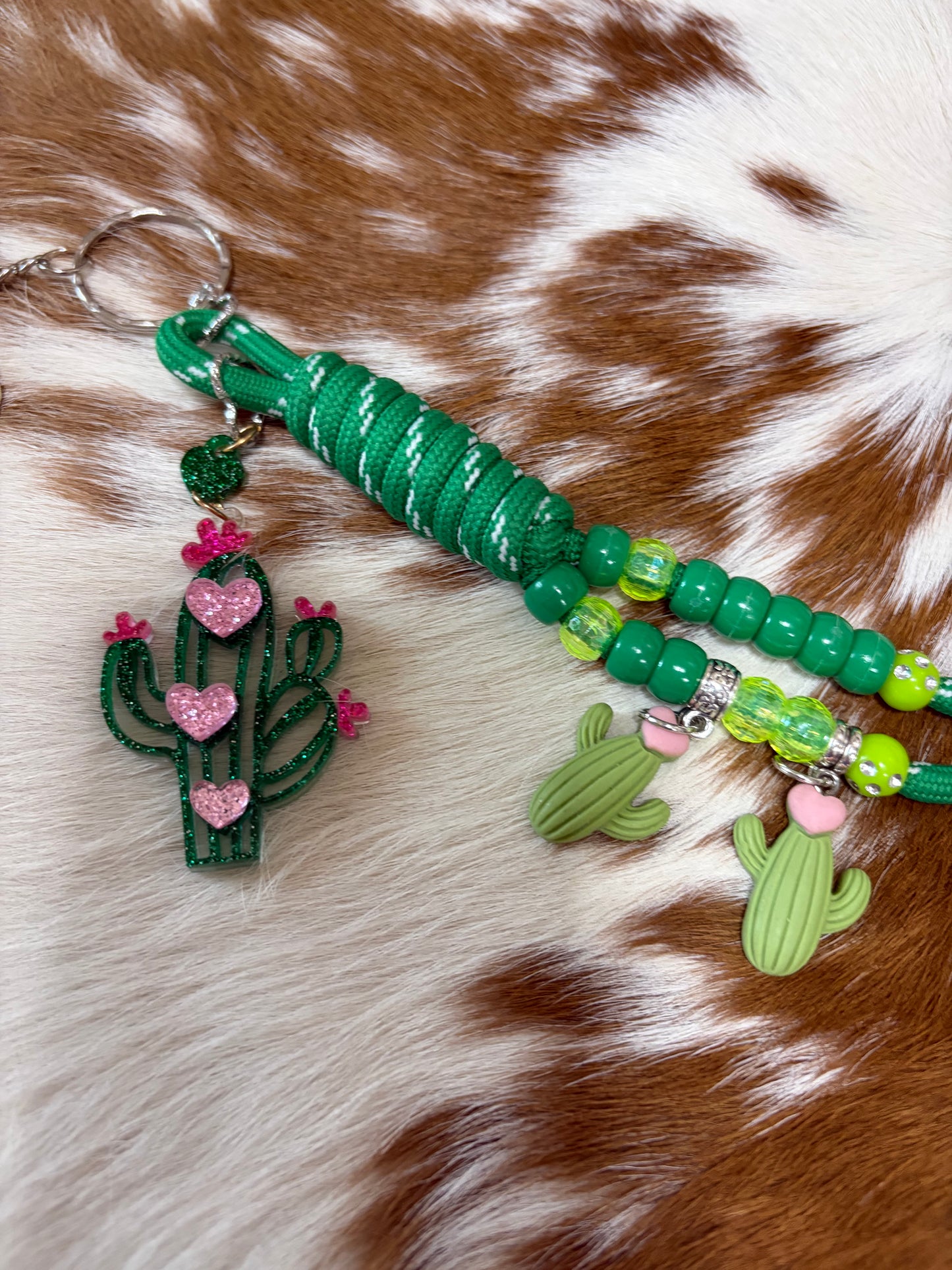 Parecord Bag Charm Keychain Cactus Theme Cactus Charms Green