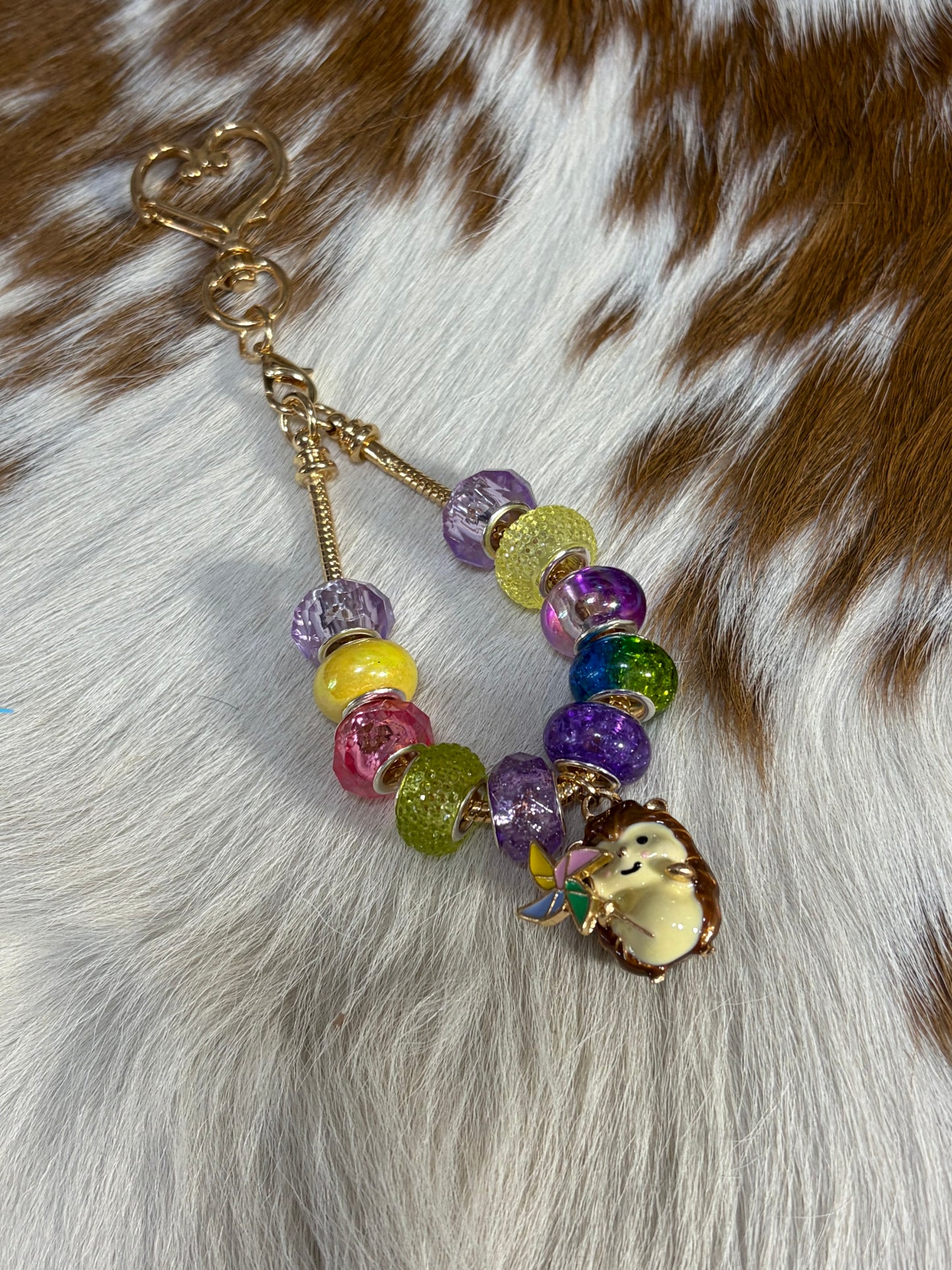 Hedge Hog Beaded Bag Char Gold Chain