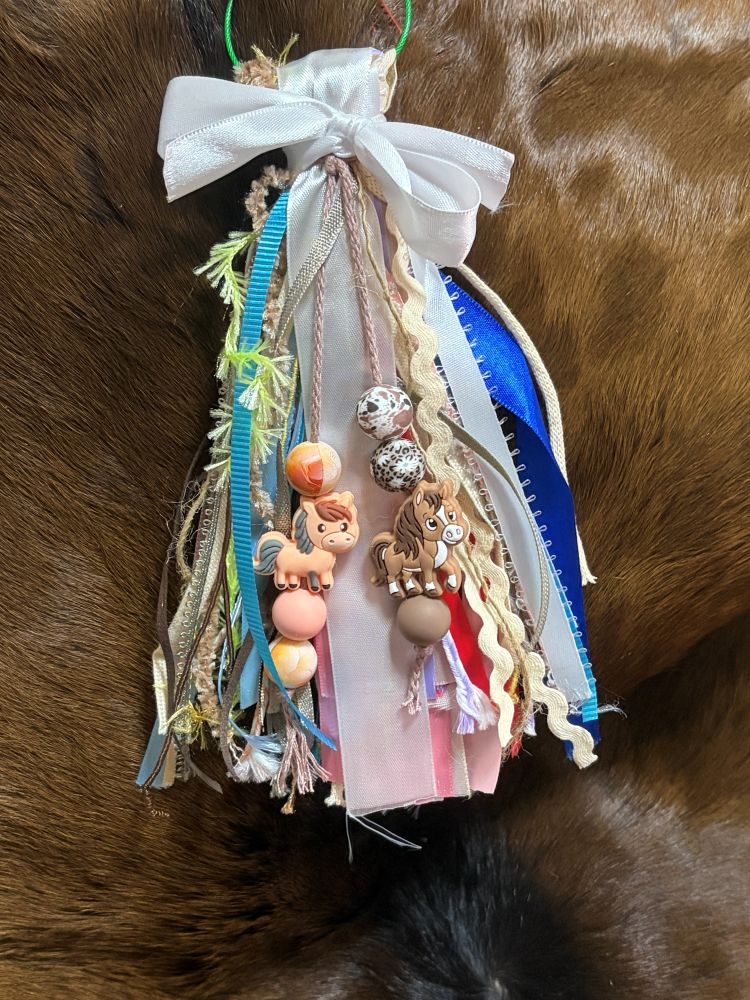 Western Ribbon Bag Charm Horse Silicone Beads Assorted Ribbon