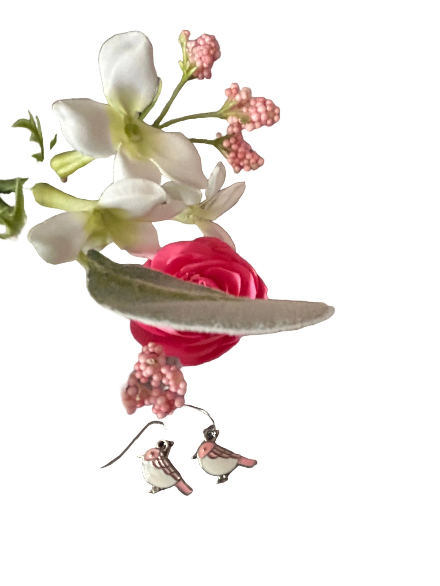 Pink White Dove Earrings