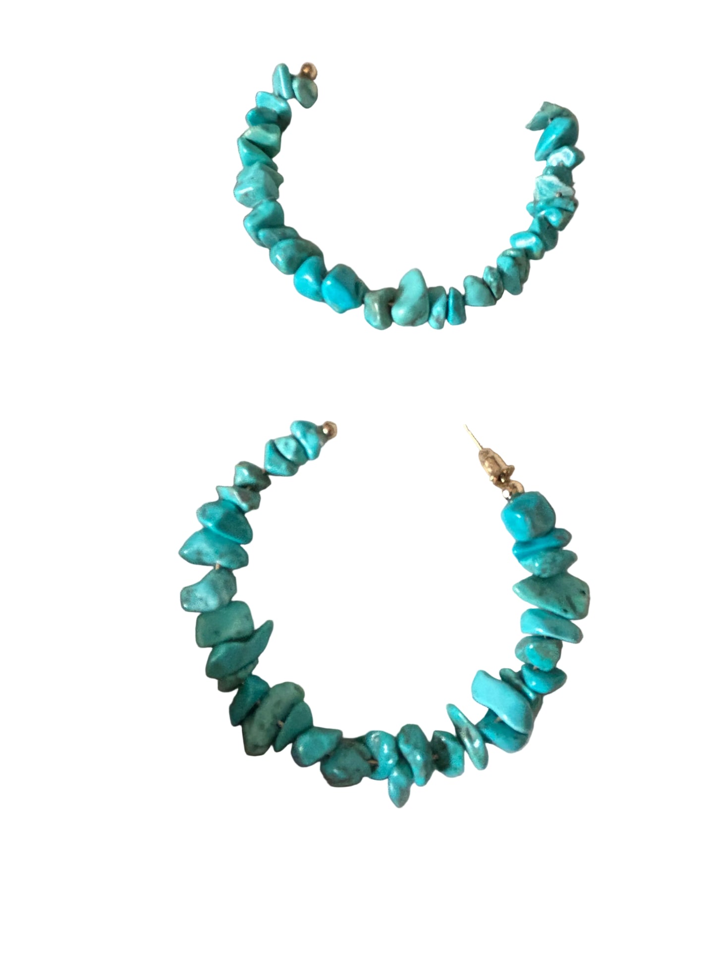 Western Turquoise Rock Beads Stud Earring Hoop