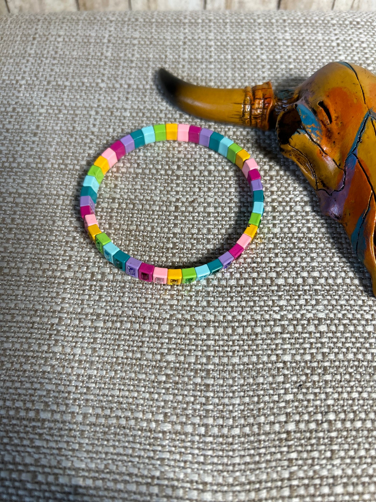 Girls Metal Beads Assorted Colors 6" Bracelets