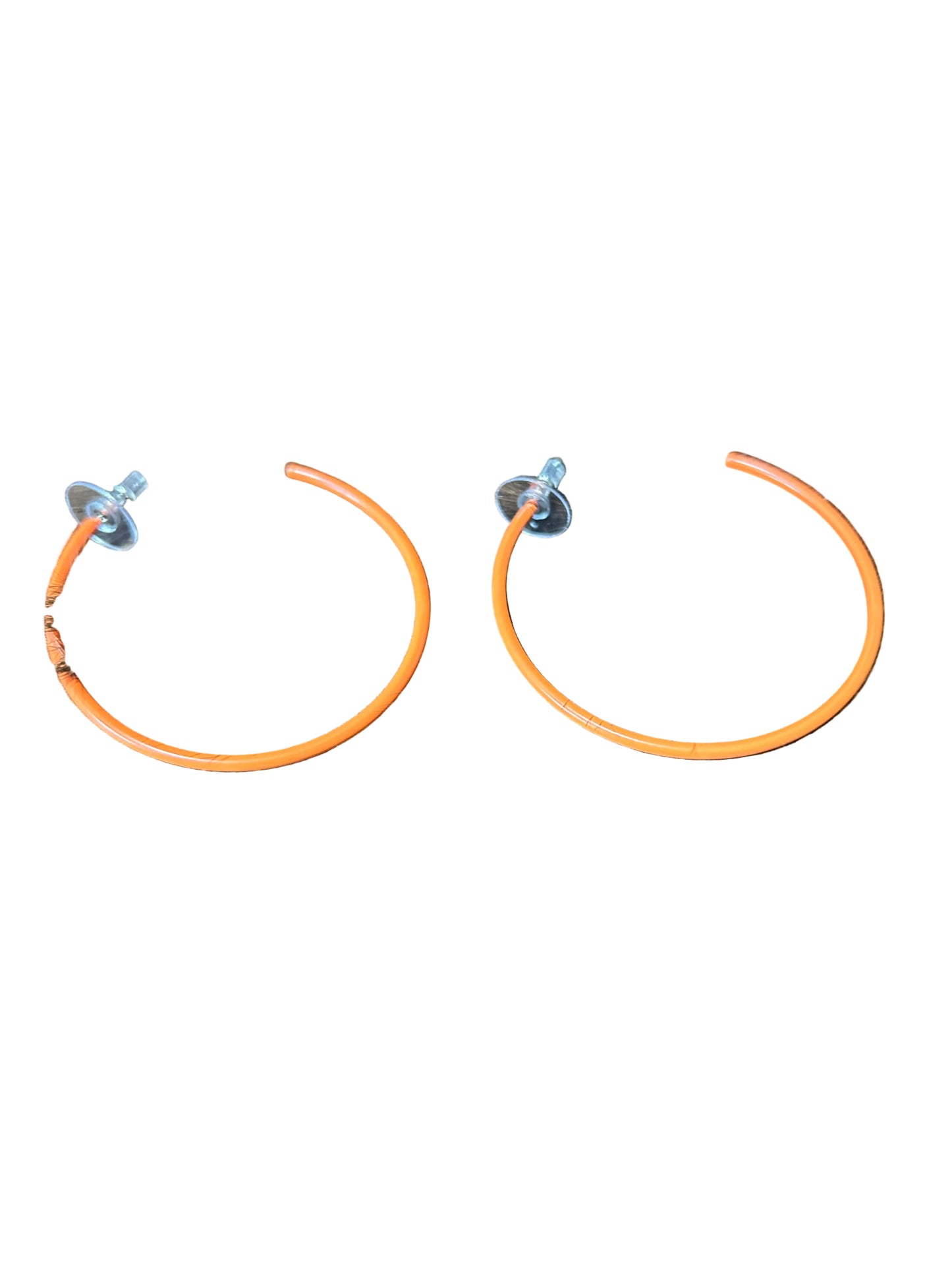 Three Large Hoop Earrings Pink Green Orange