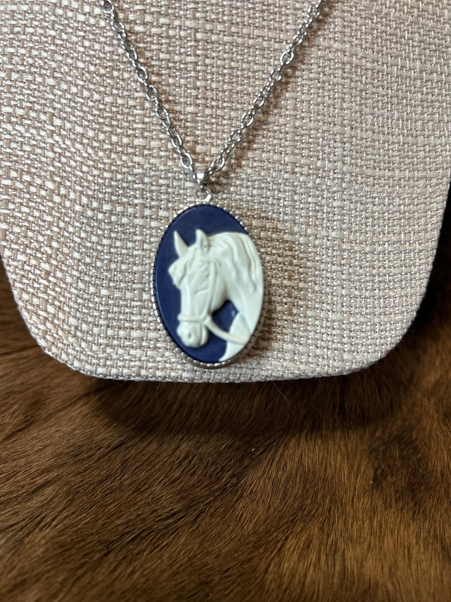 Western Horse Head Cameo Locket Necklace