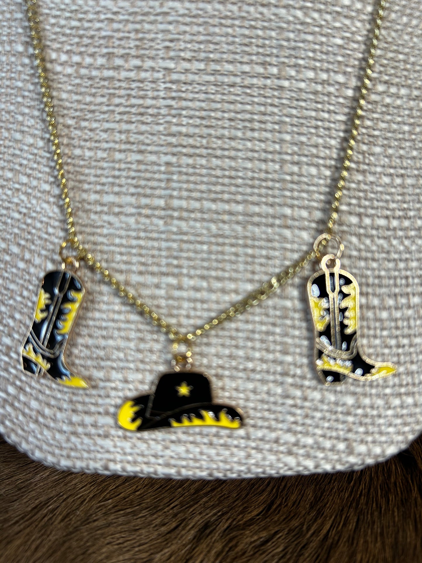 Girls Western Hat and Boot Charm Necklace