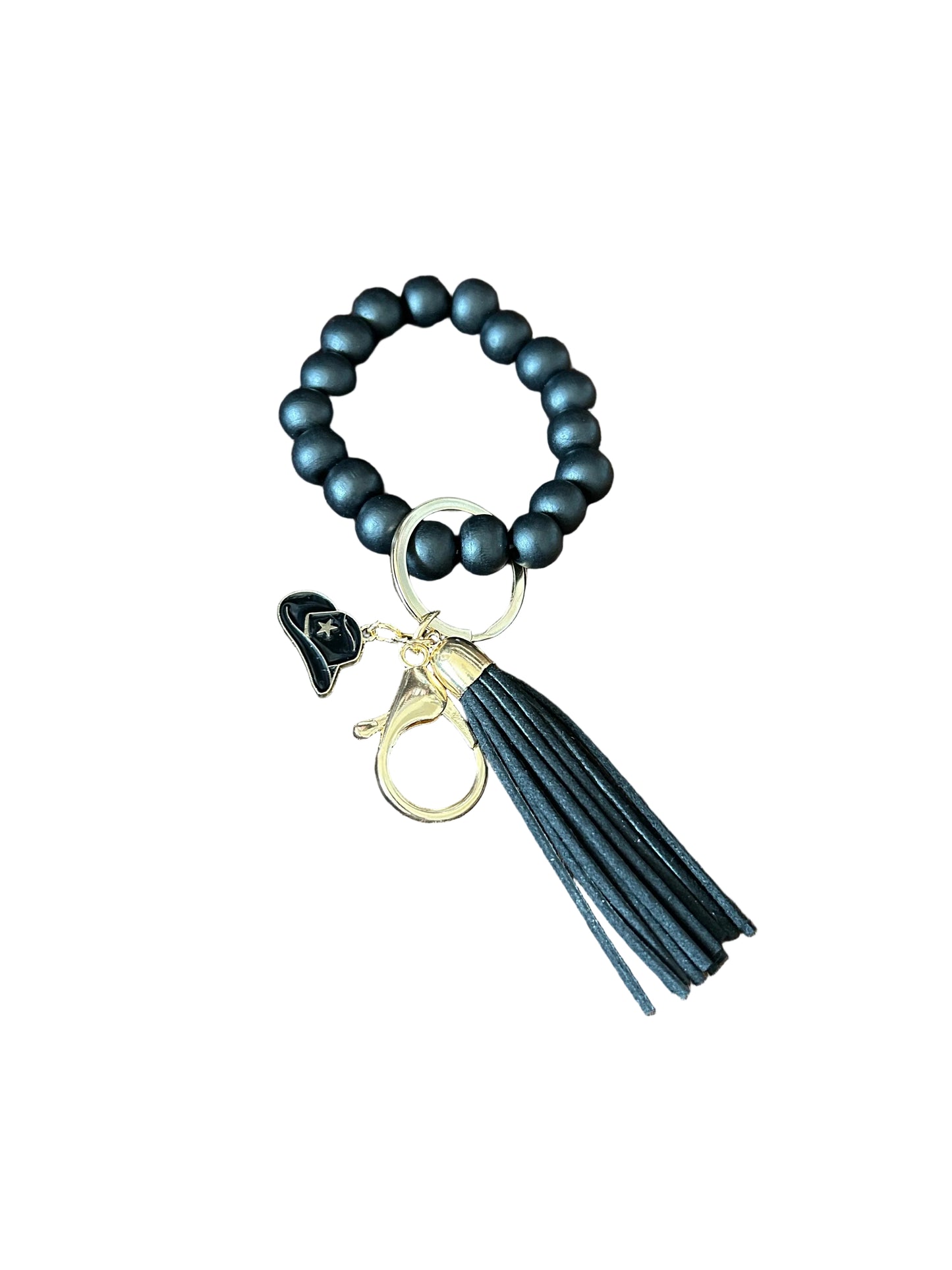 Western Stretch Bracelet Keychain Cowboy Hat Steer Charms