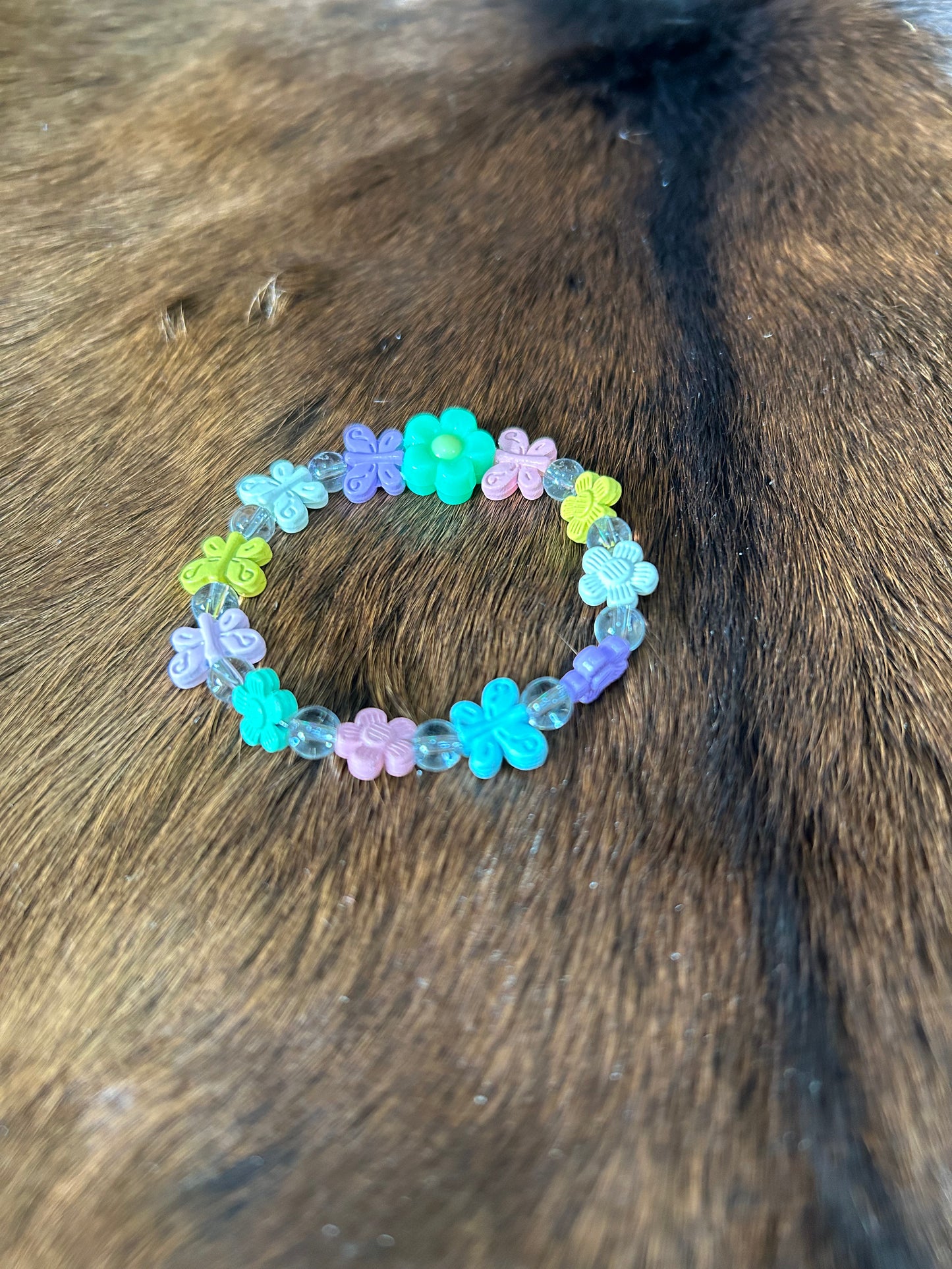 Little Girls Butterfly Stretch Beaded Bracelet