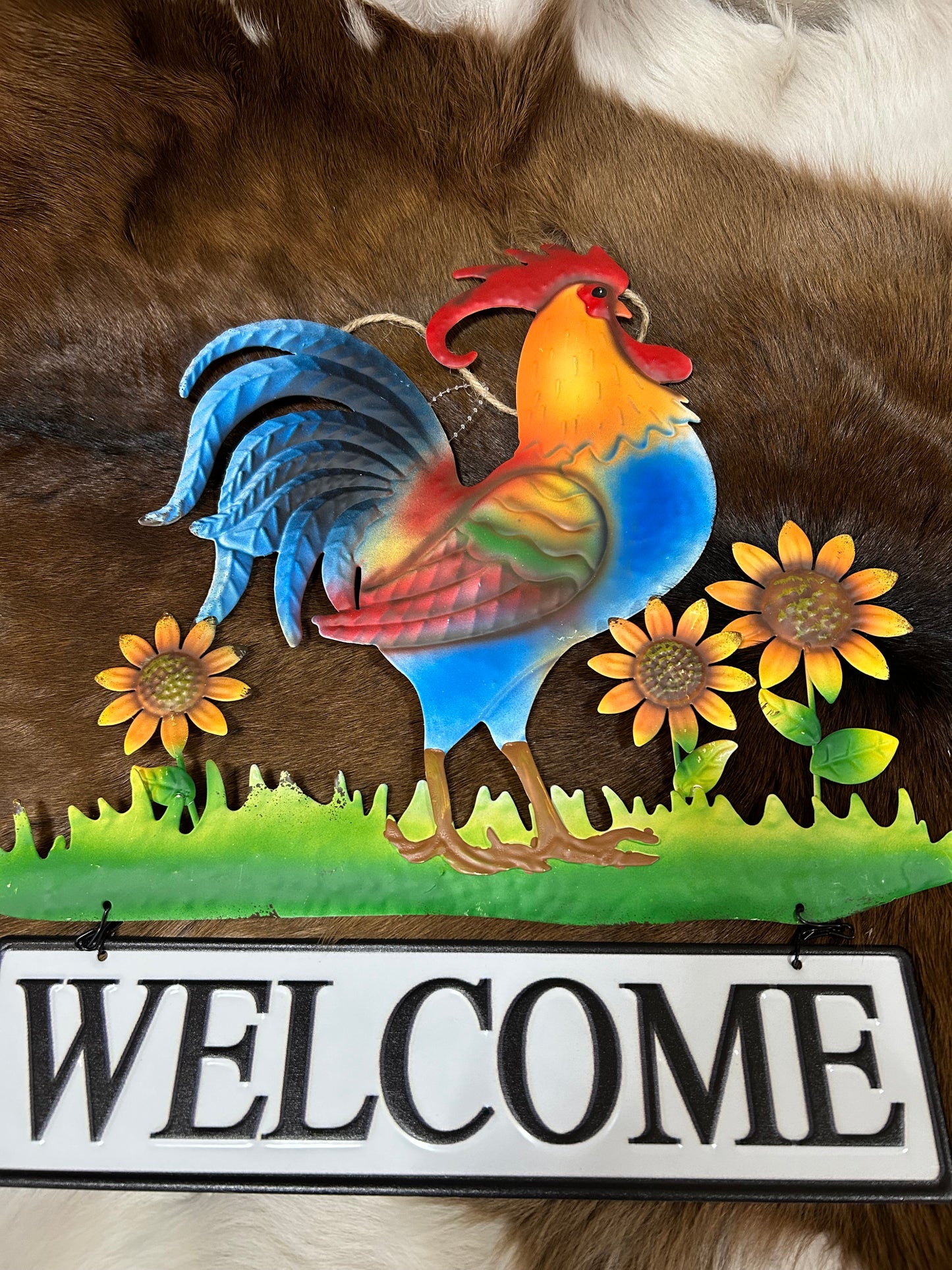 Indoor Outdoor Rooster Welcome Sign Farmhouse Pig Sign Cow Sign