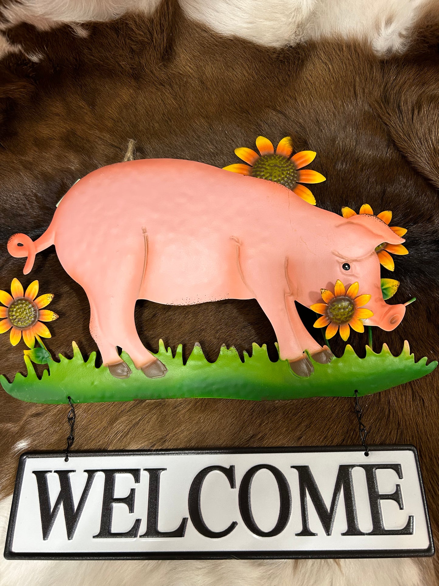 Indoor Outdoor Rooster Welcome Sign Farmhouse Pig Sign Cow Sign