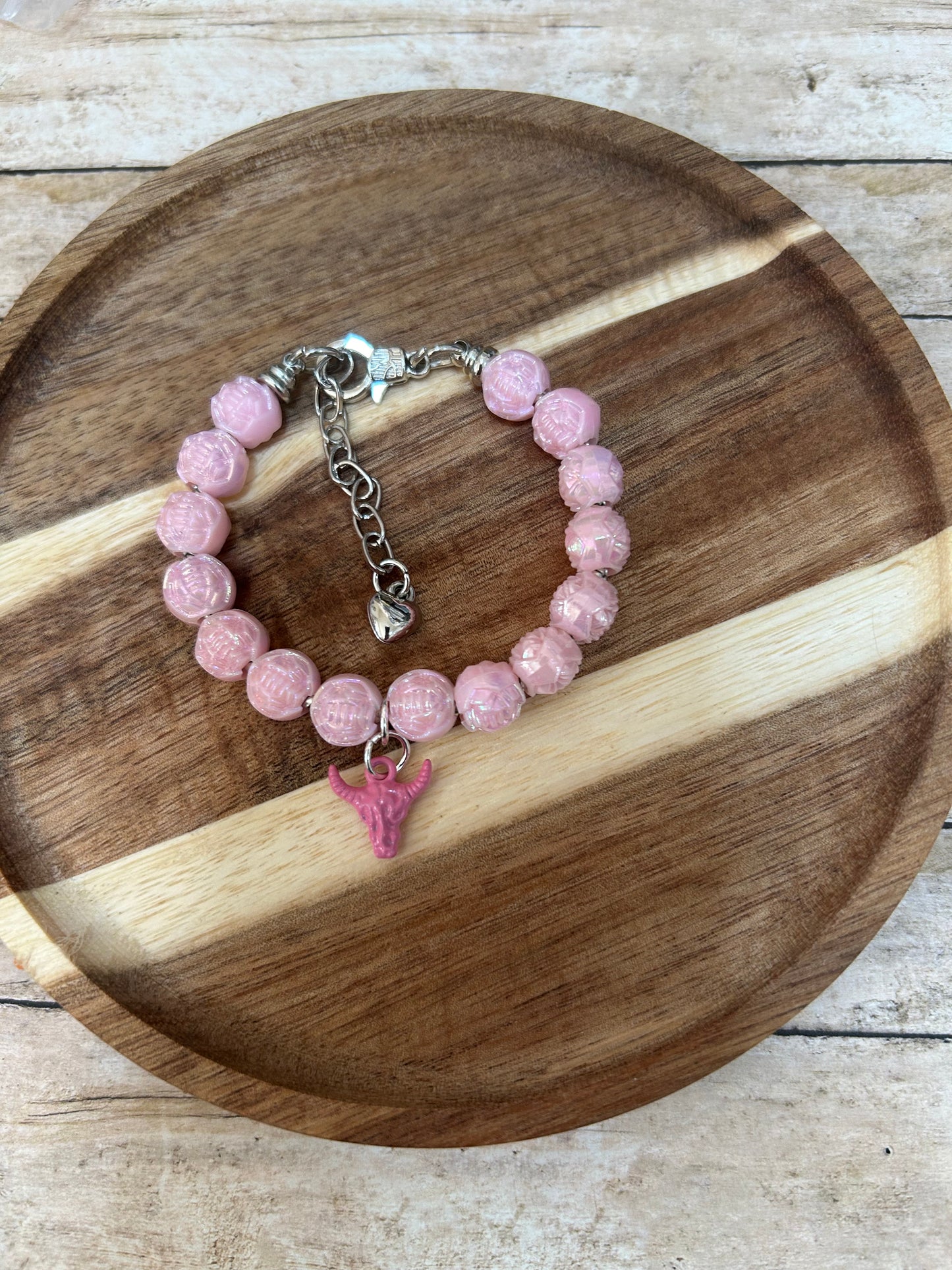 Little Girls Western Steer Head Beaded Bracelet