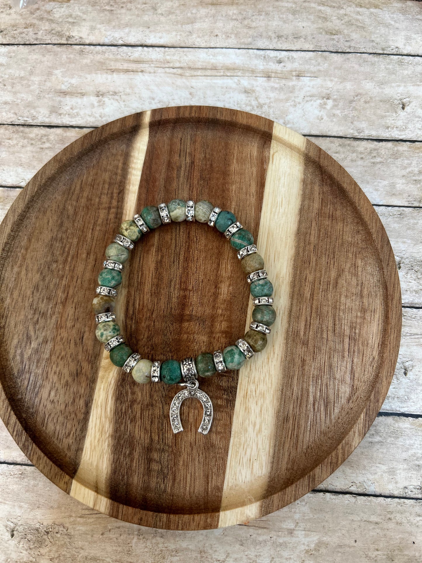 Western Beaded Stretch Bracelet Rhinestone Horseshoe