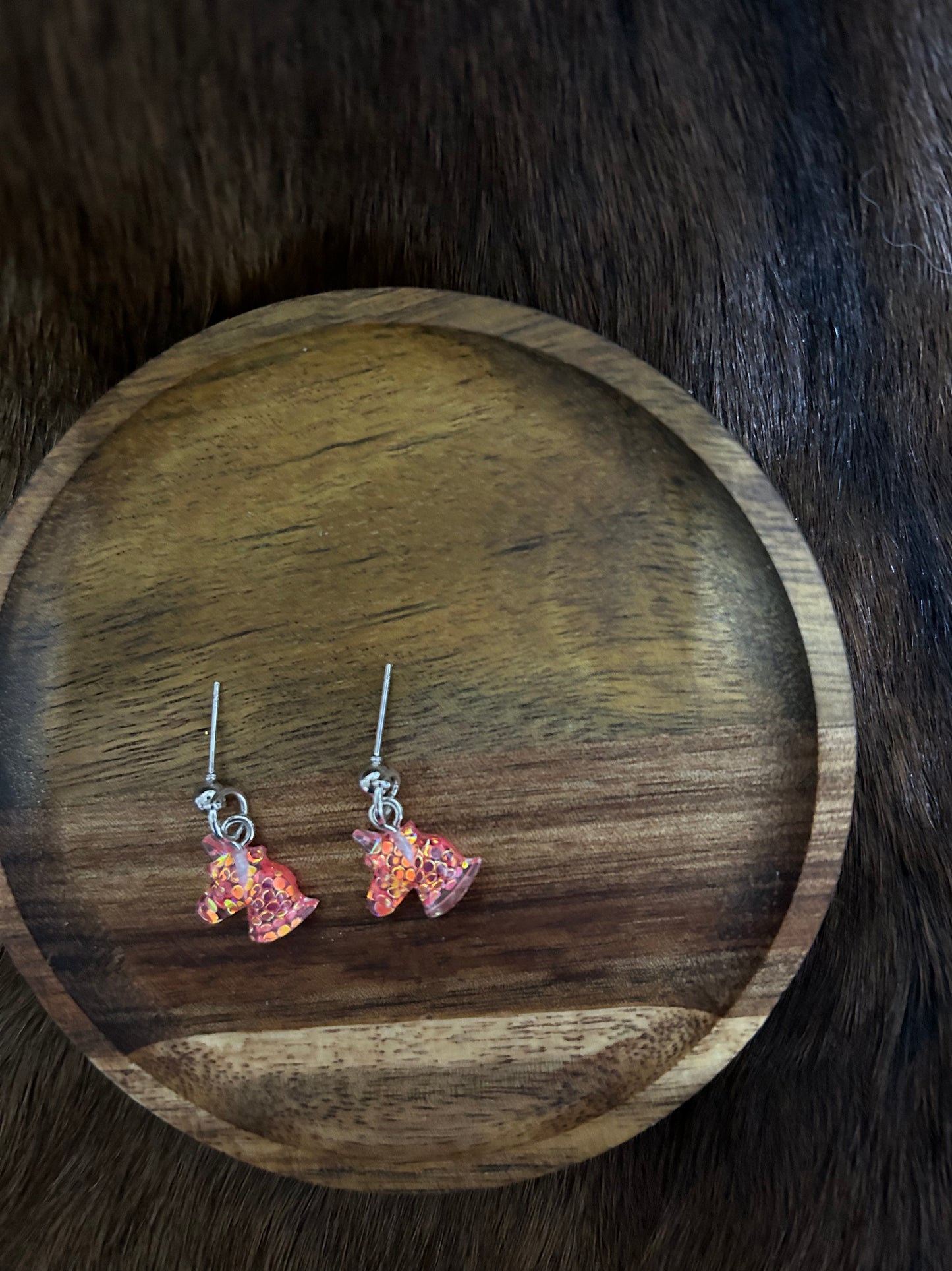 Girls Horse Head Earrings Glittery