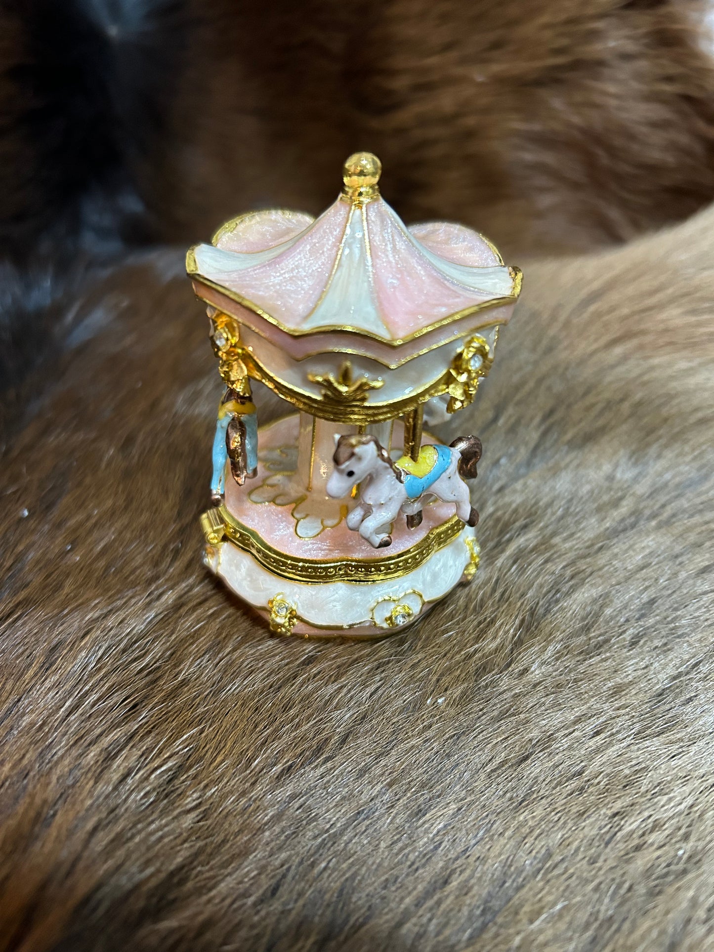 Horse Carousel Pill Box Mini Jewelry Box