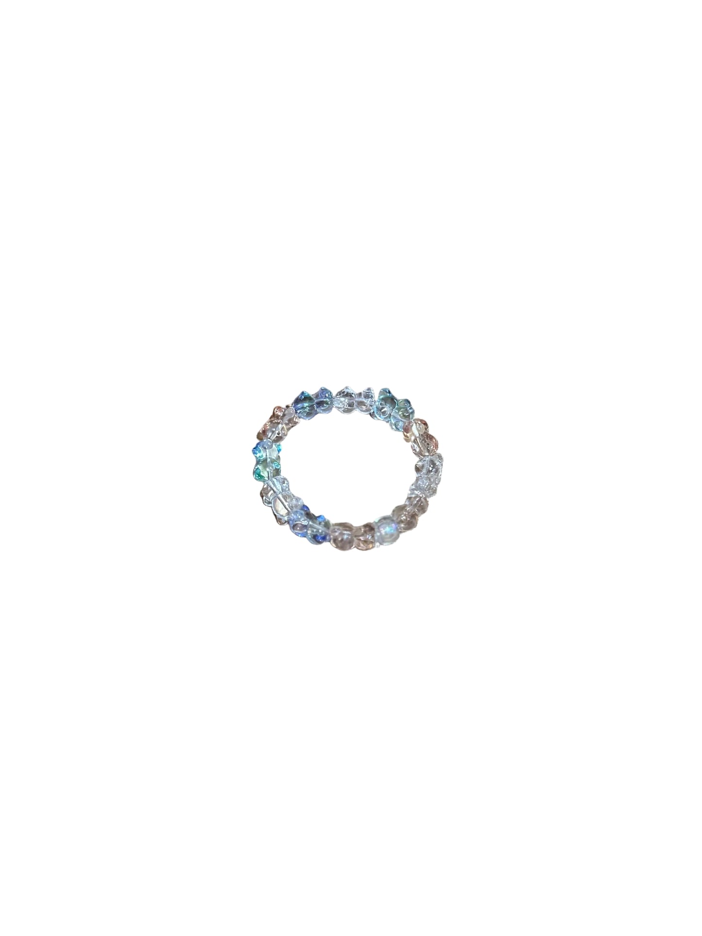 Little Girls Stretch Beaded Glass Bear Bracelet