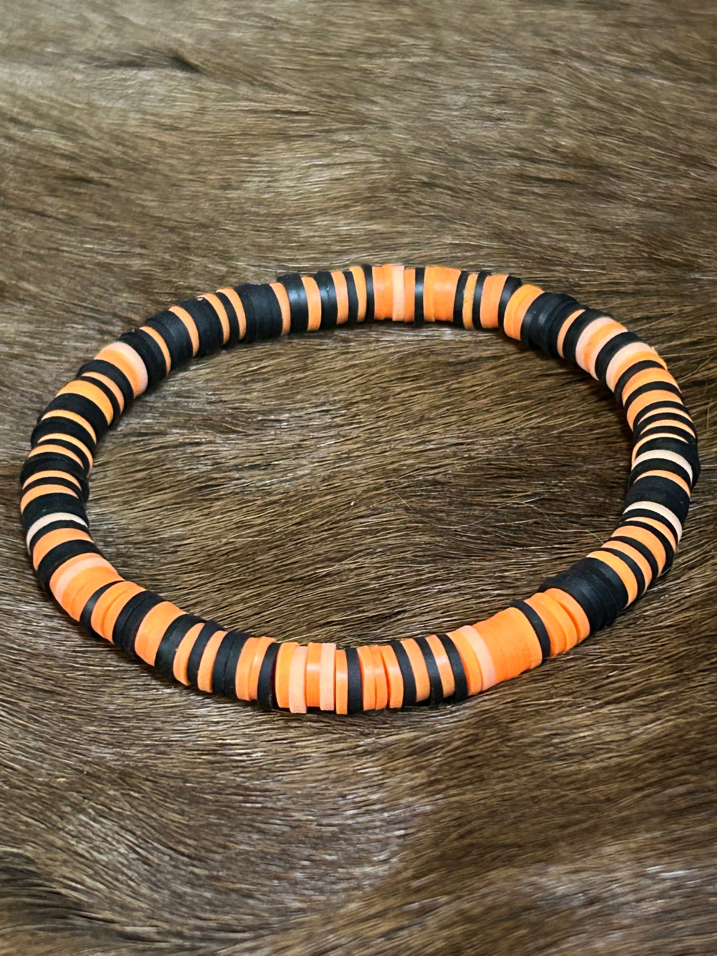 Orange Burst Clay Stretch Bracelet