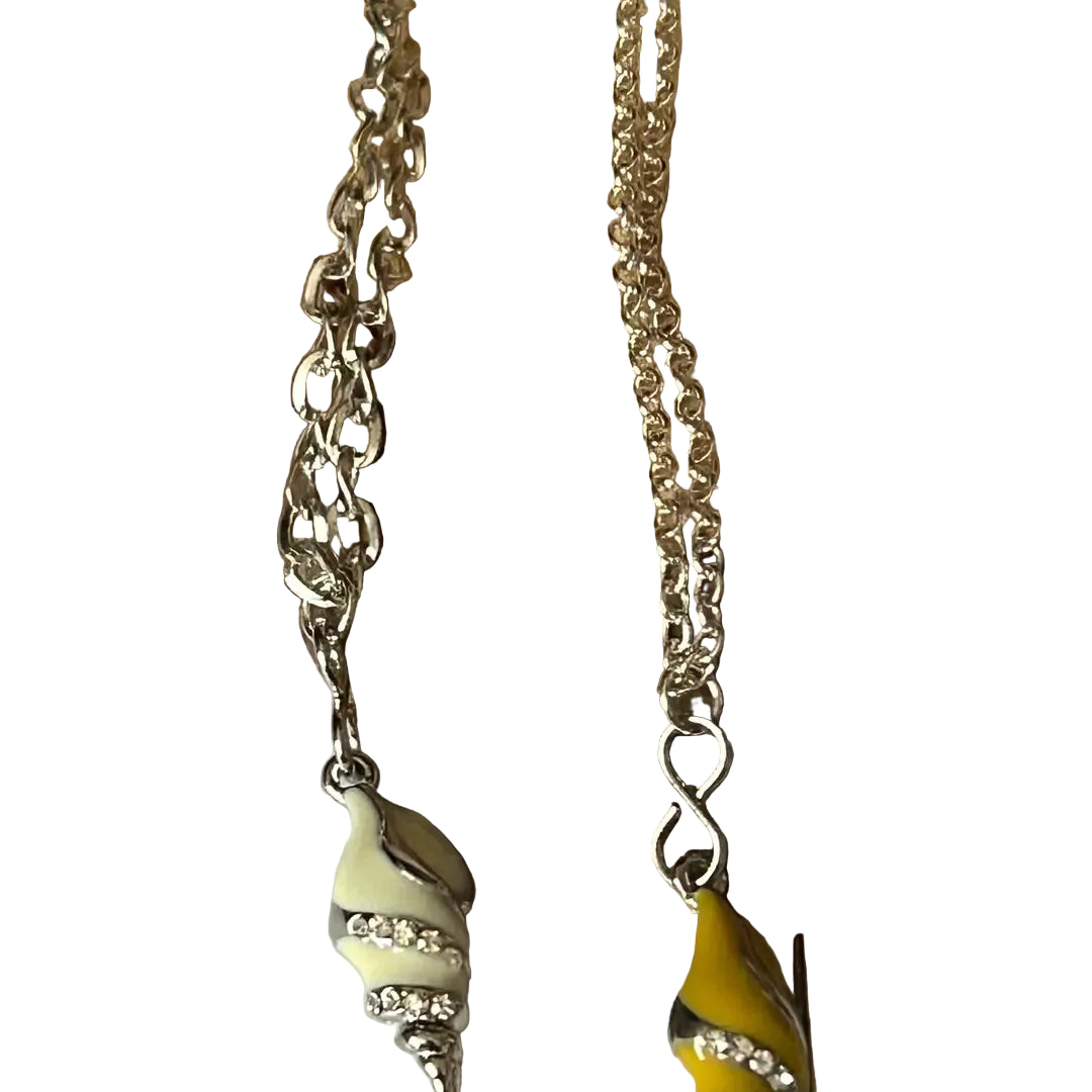 Seashell Necklace White Mustard Colored Beach