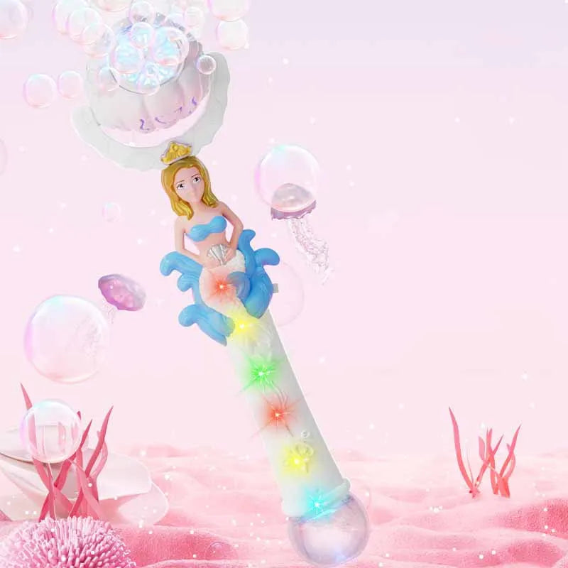 New Children With Lights Cute Mermaid Princess Bubble Wand-5