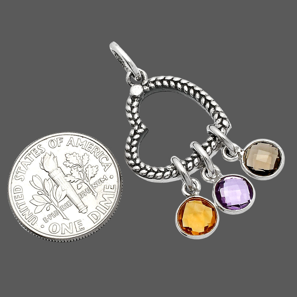 Heart - Citrine, Amethyst & Smoky Quartz Pendant P-1731 SDP147839-2