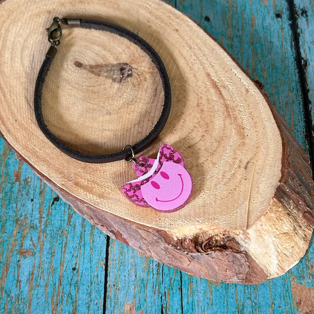 Girls Western Leather Charm Bracelet