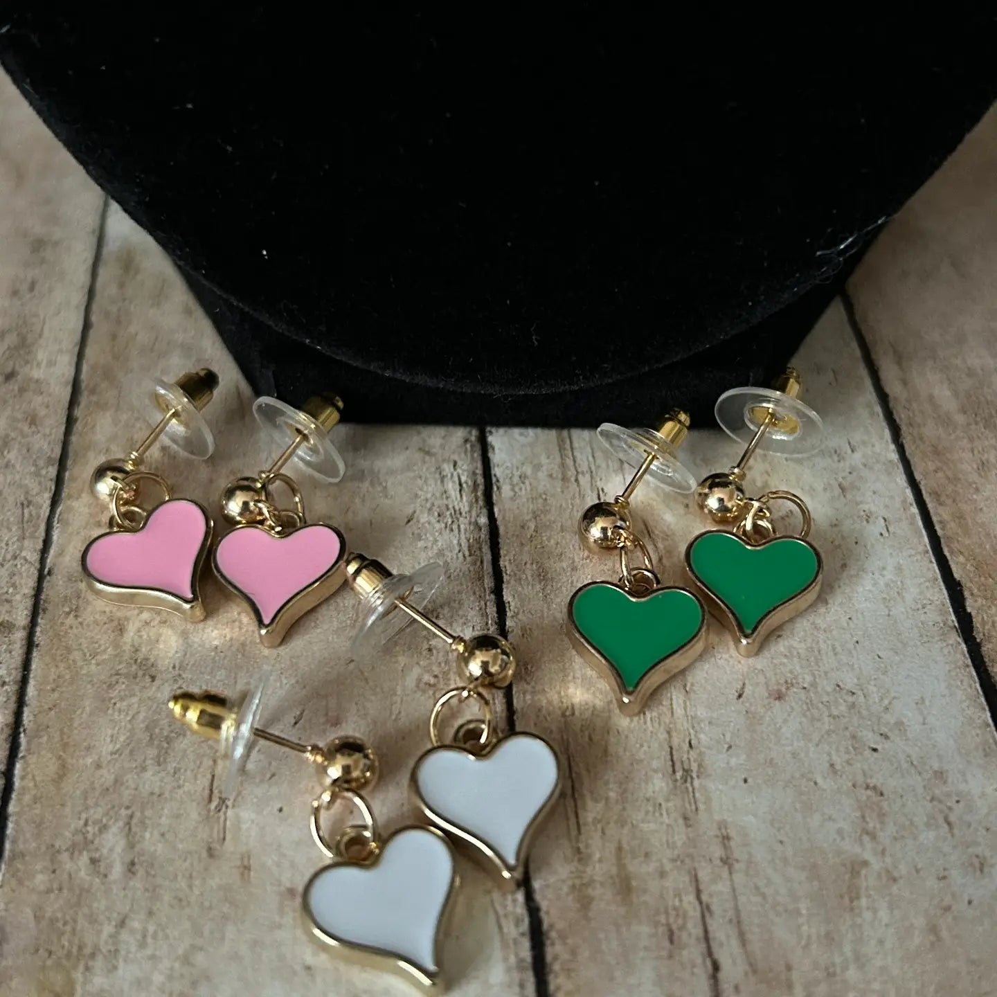 Girls Pastel Heart Tiny Head Necklace Earrings