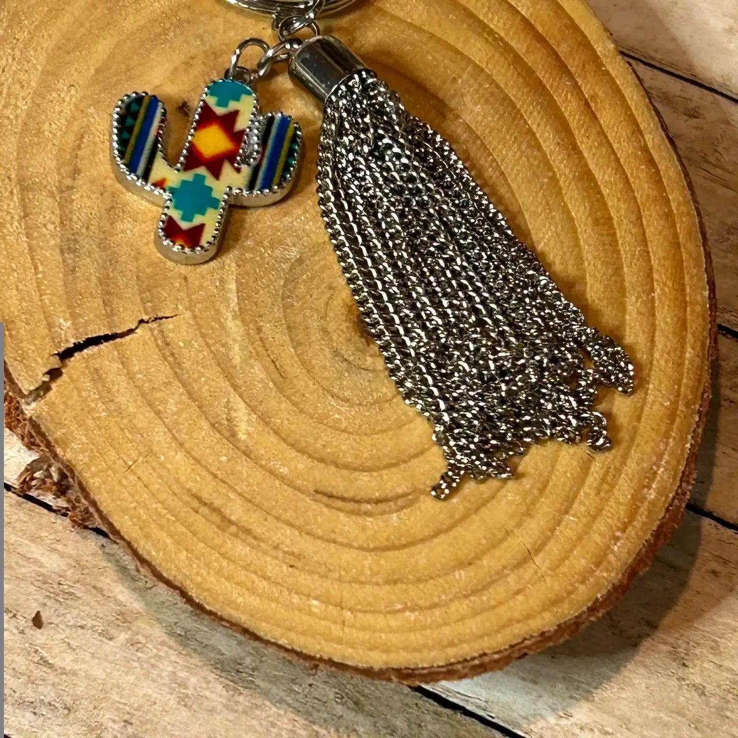 Western Colorful Cactus Keychain