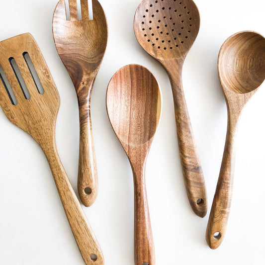 Natural Acacia Wood Kitchen Utensil Set-0