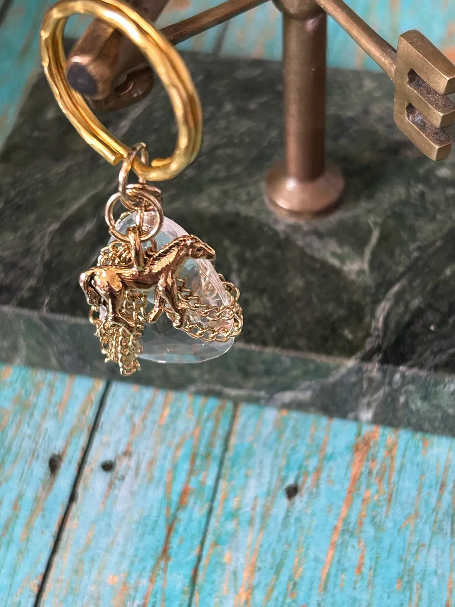 Western Teardrop Horse Gold Keychain