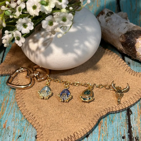 Western Heart Steer Head Keychain