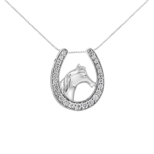 .925 Sterling Silver 1/4 cttw Diamond U Shape Pendant Necklace (I-J, I3-Promo)-0